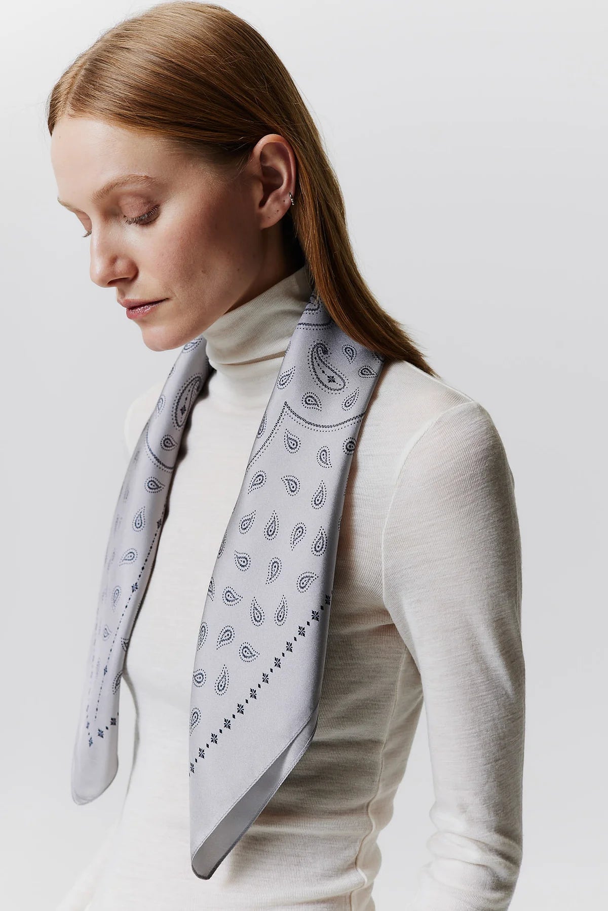 Paisley, Grey, Scarf - Lindner Fashion