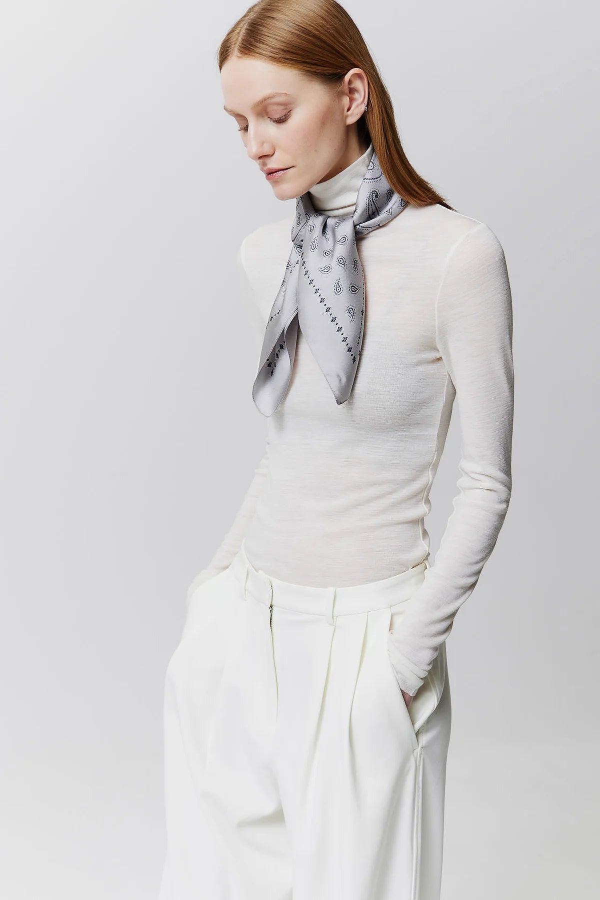 Paisley, Grey, Scarf - Lindner Fashion