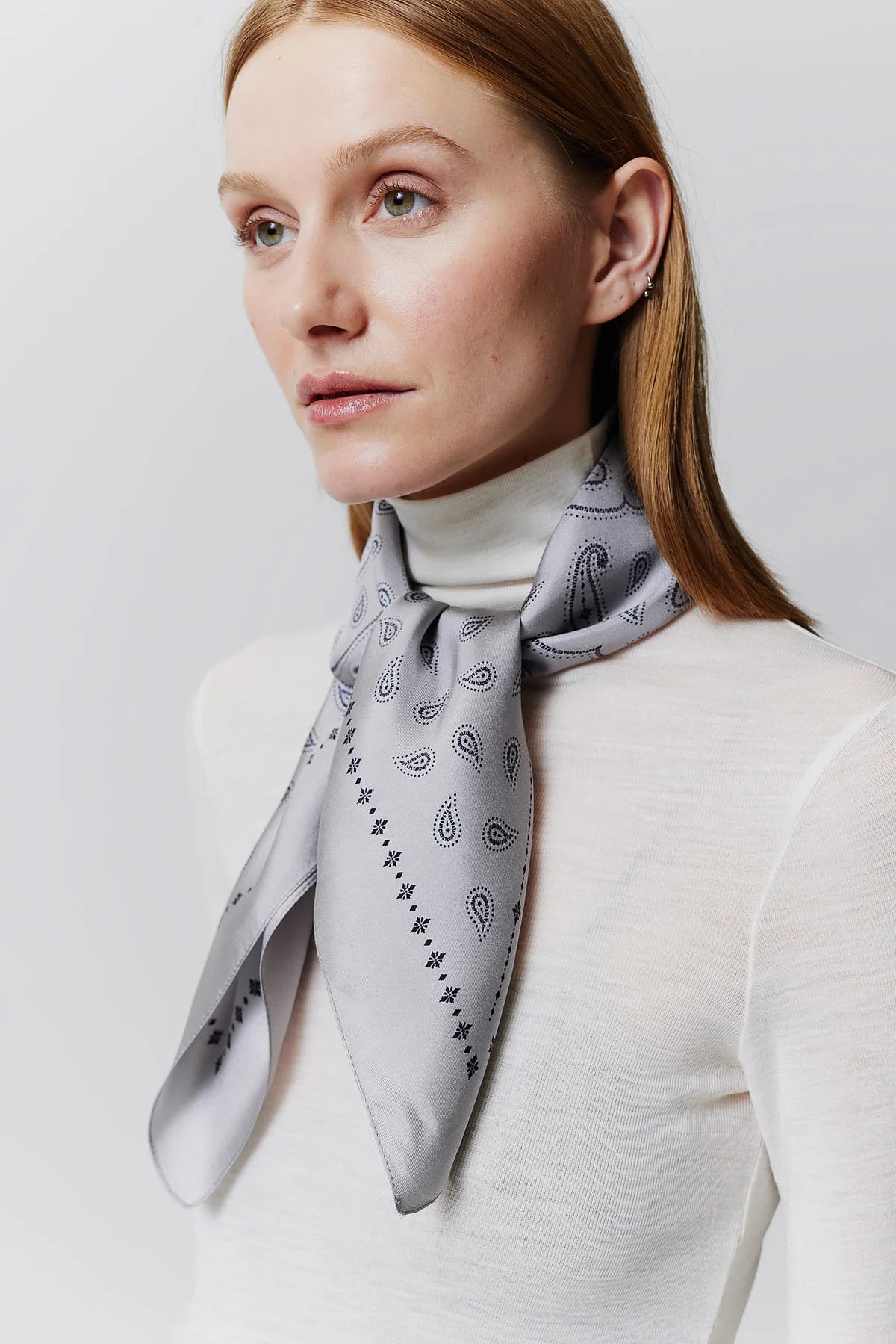 Paisley, Grey, Scarf - Lindner Fashion