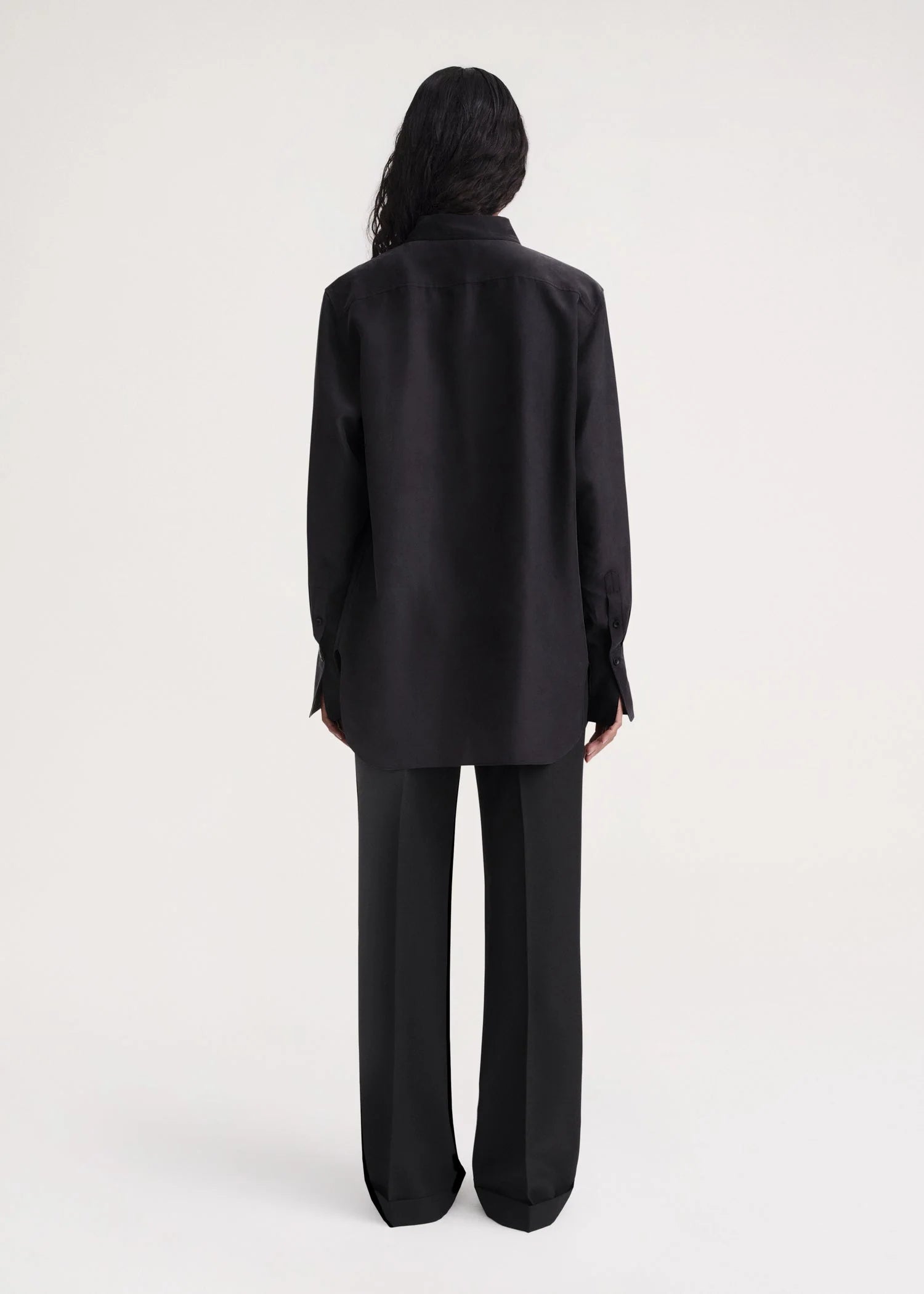 Pleated Silk, Black, Bluse - Lindner Fashion