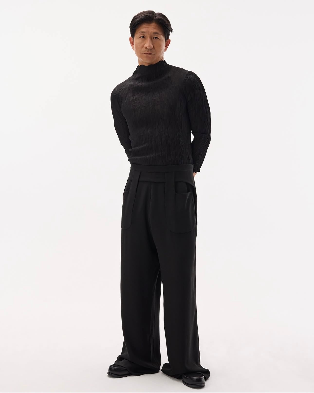 Plissee, Black, Langarm - Lindner Fashion