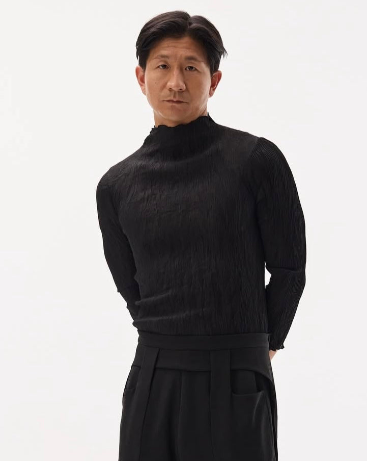 Plissee, Black, Langarm - Lindner Fashion