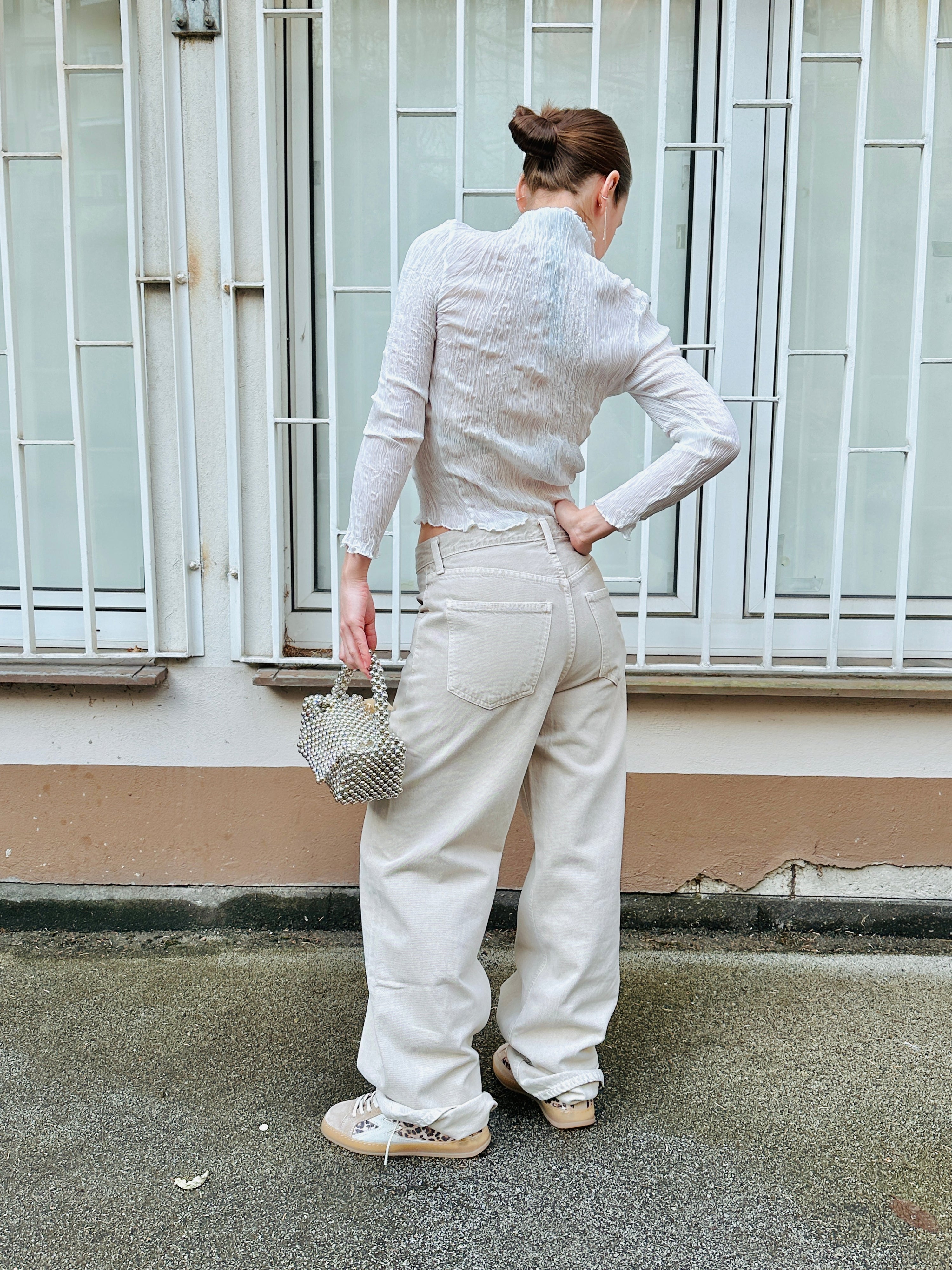 Plissee, White, Langarm - Lindner Fashion