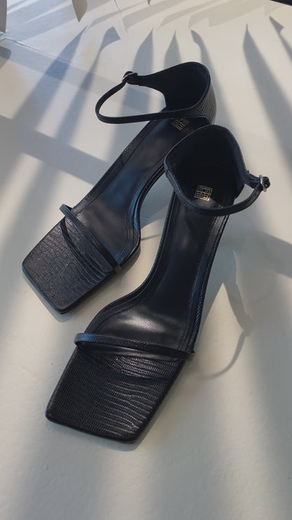 Strappy sandal, Black Lizard, sandal