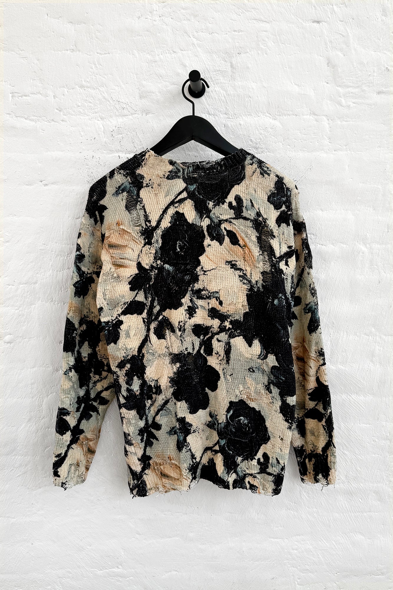 Printed Boyfriend, Black / Cream Floral, Sweater - Lindner Fashion