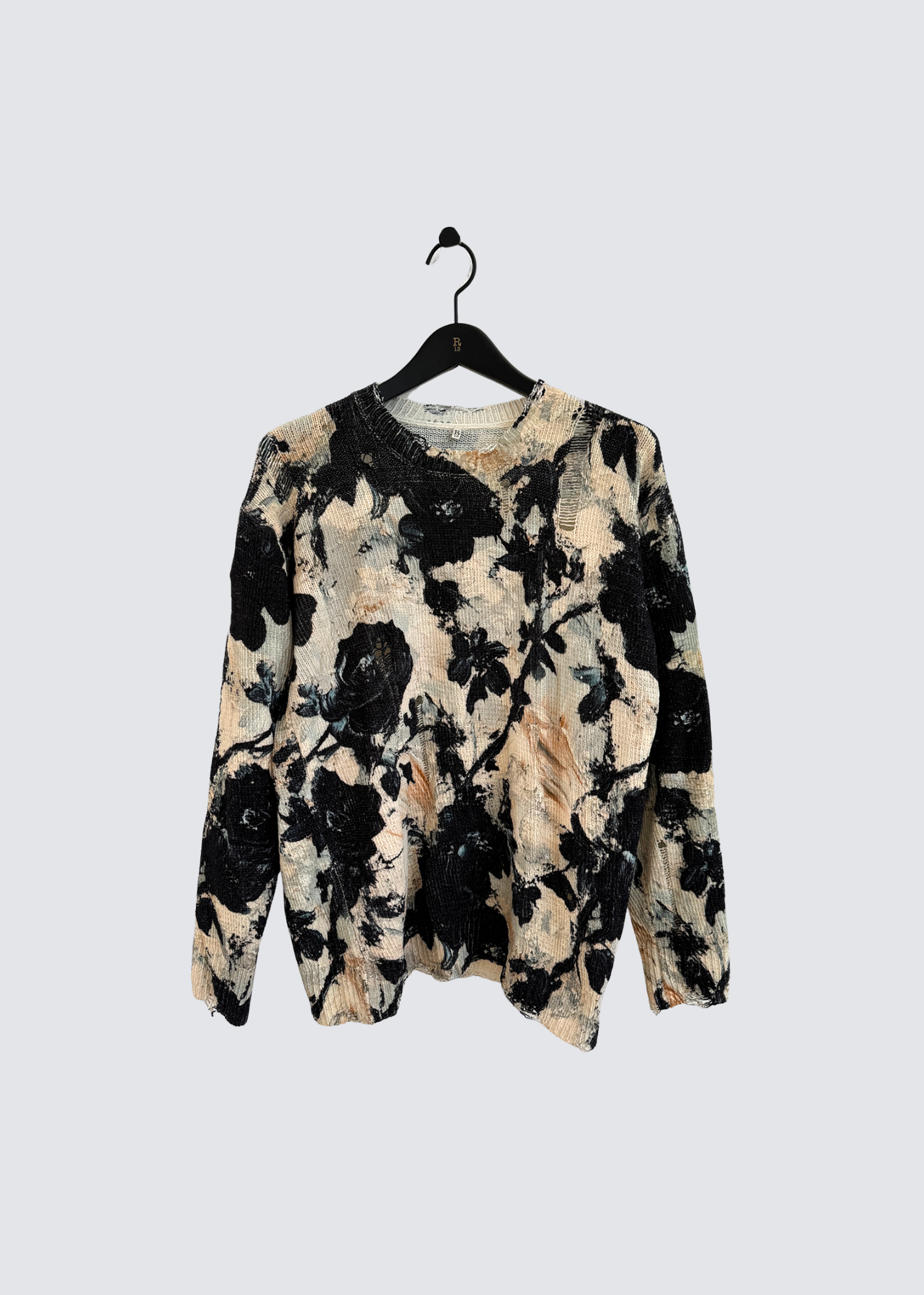 Printed Boyfriend, Black / Cream Floral, Sweater - Lindner Fashion