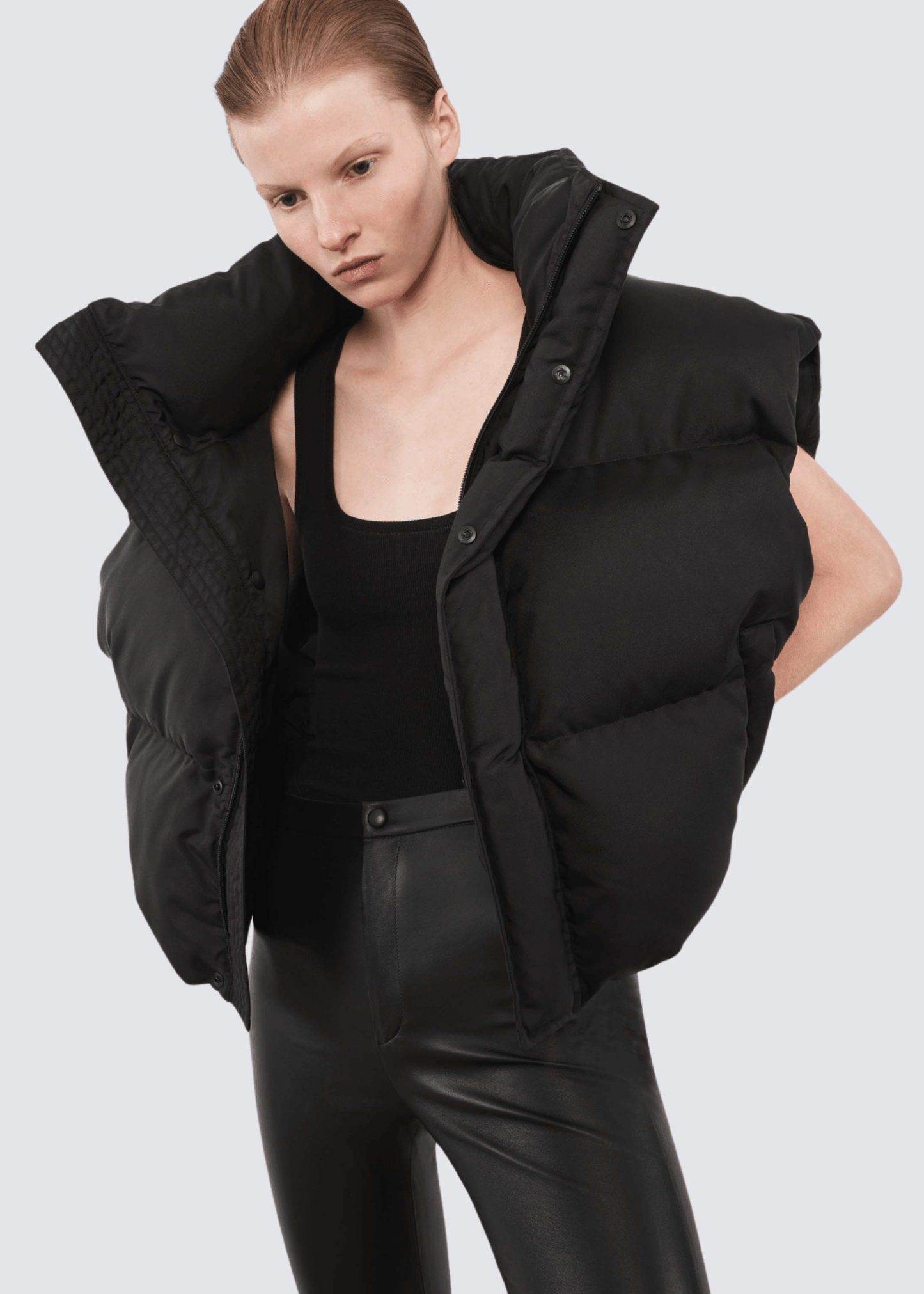 Puffer Vest, Black, Vest - Lindner Fashion