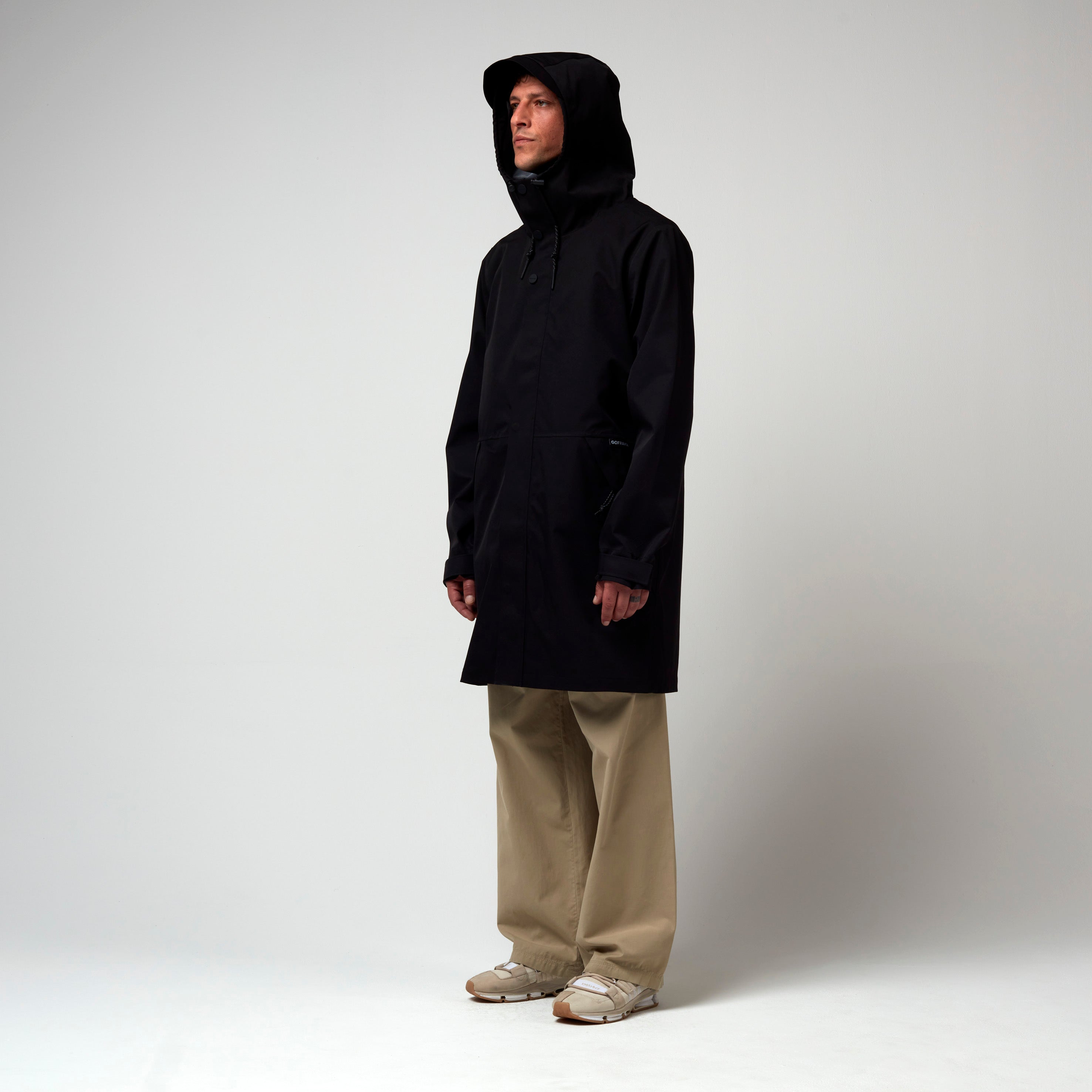 Rain Eater, Deep Black, Waterproof Coat - Lindner Fashion