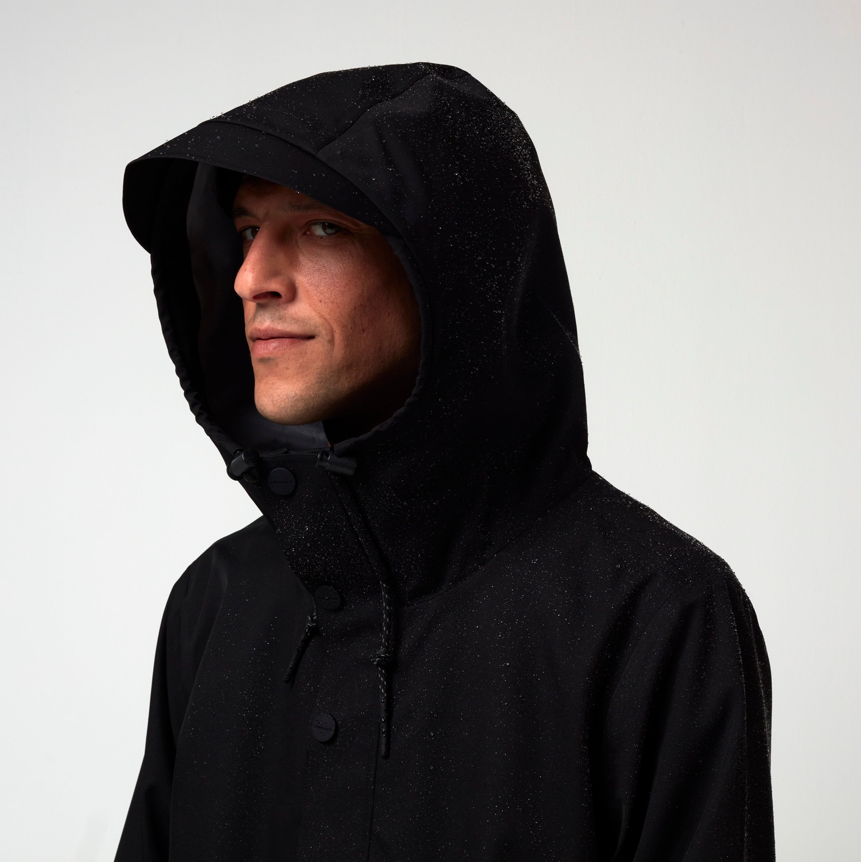 Rain Eater, Deep Black, Waterproof Coat - Lindner Fashion