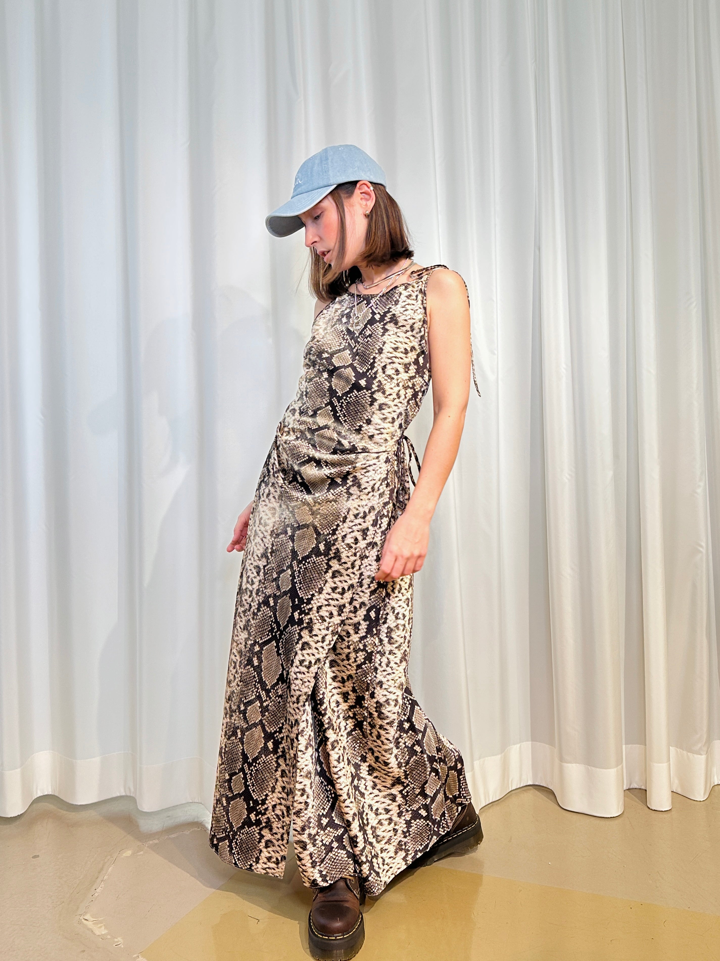 Satin Dress, Multi Brown, Kleid - Lindner Fashion