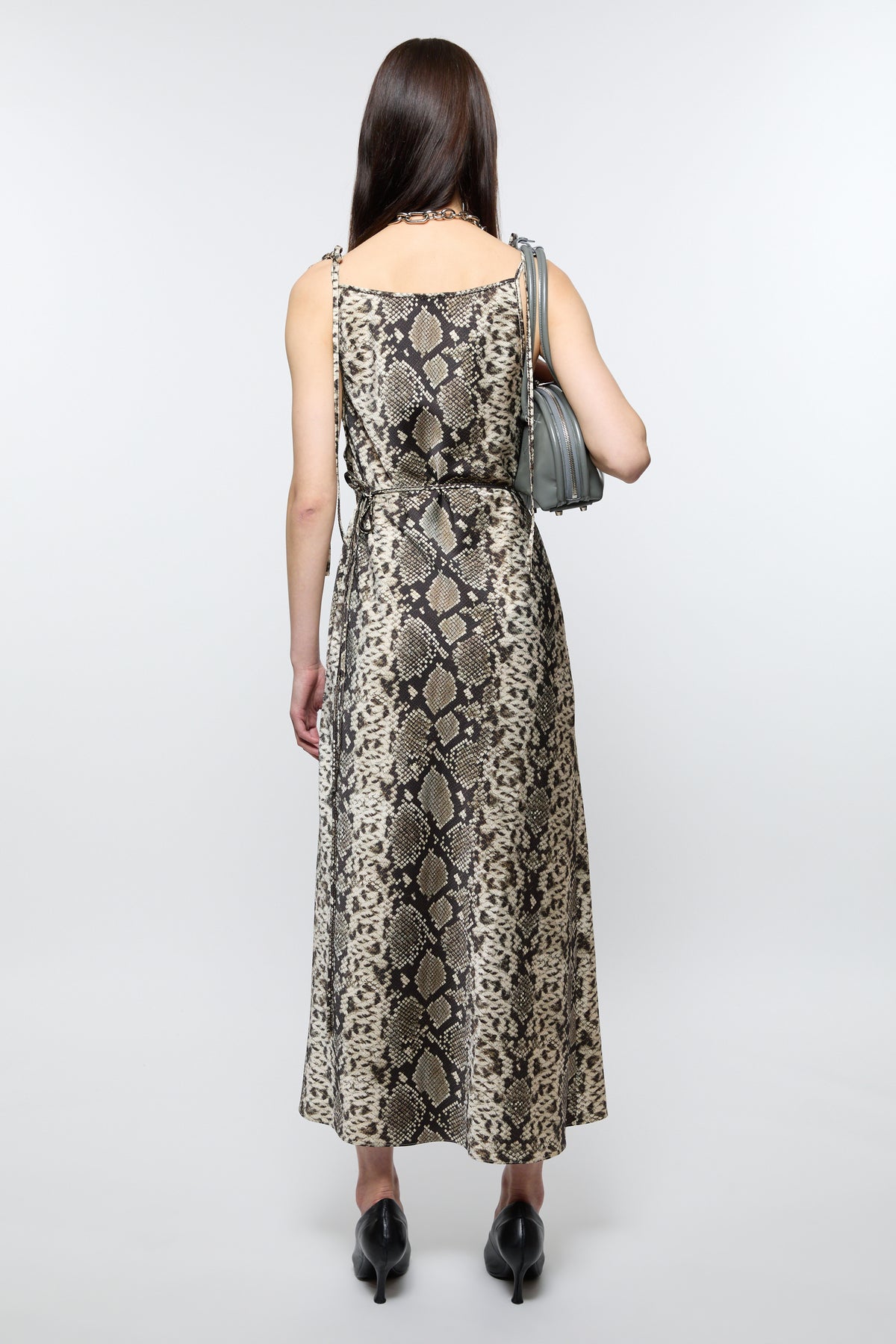 Satin Dress, Multi Brown, Kleid - Lindner Fashion