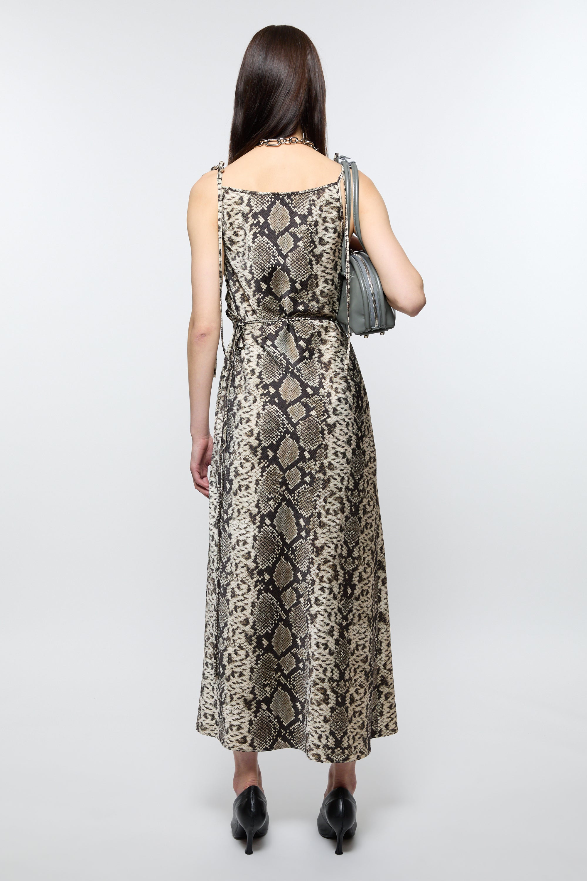 Satin Dress, Multi Brown, Kleid - Lindner Fashion