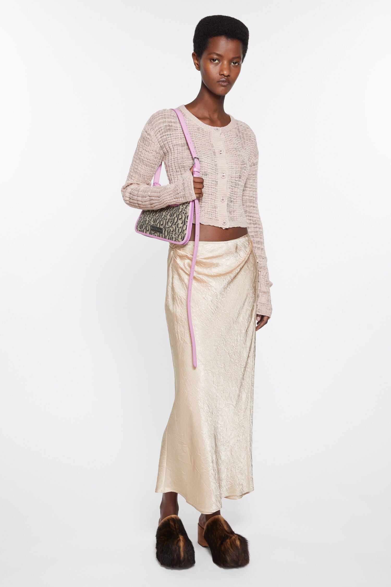 Satin Wrap Skirt, Shell Beige, Rock - Lindner Fashion
