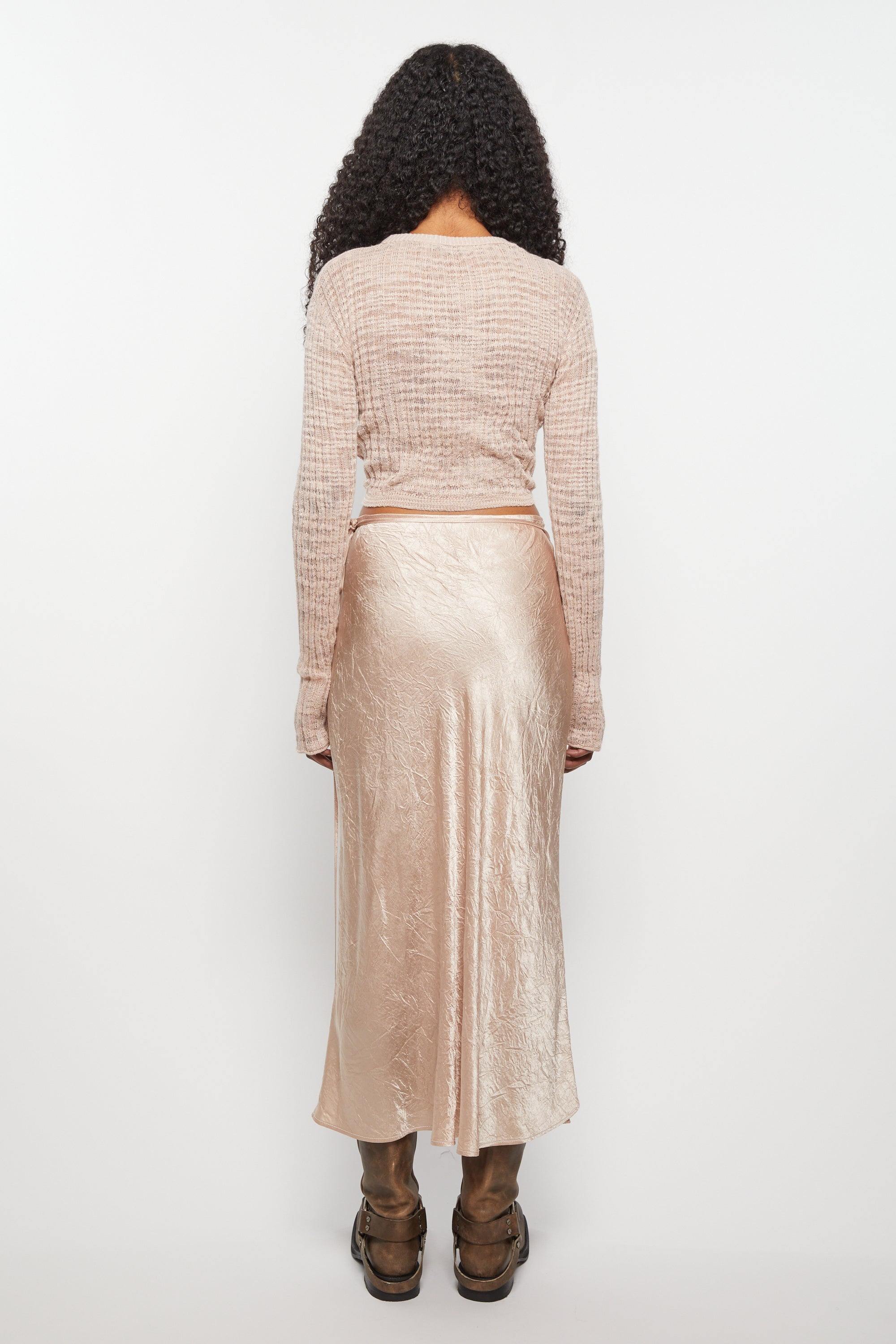 Satin Wrap Skirt, Shell Beige, Rock - Lindner Fashion