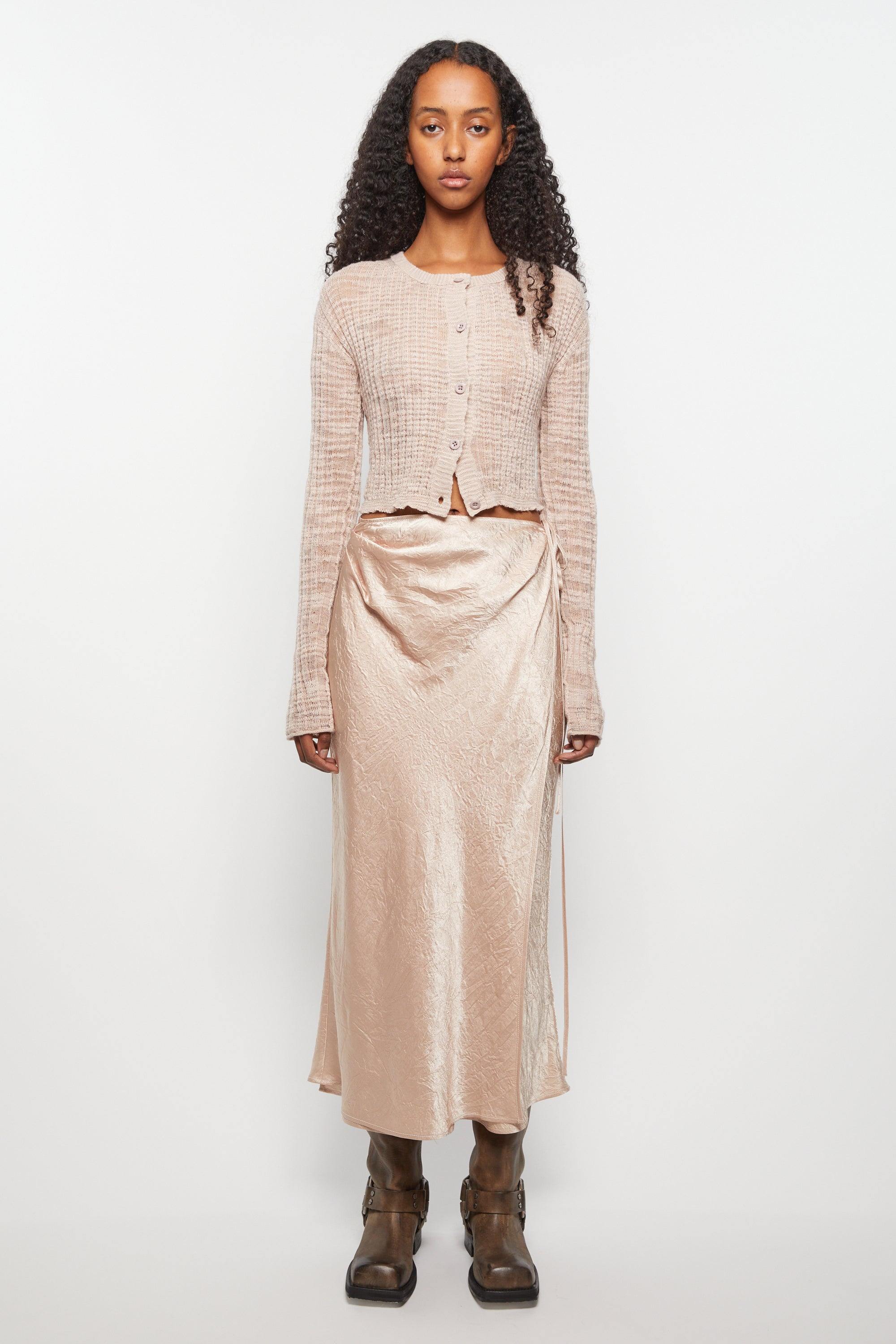 Satin Wrap Skirt, Shell Beige, Rock - Lindner Fashion