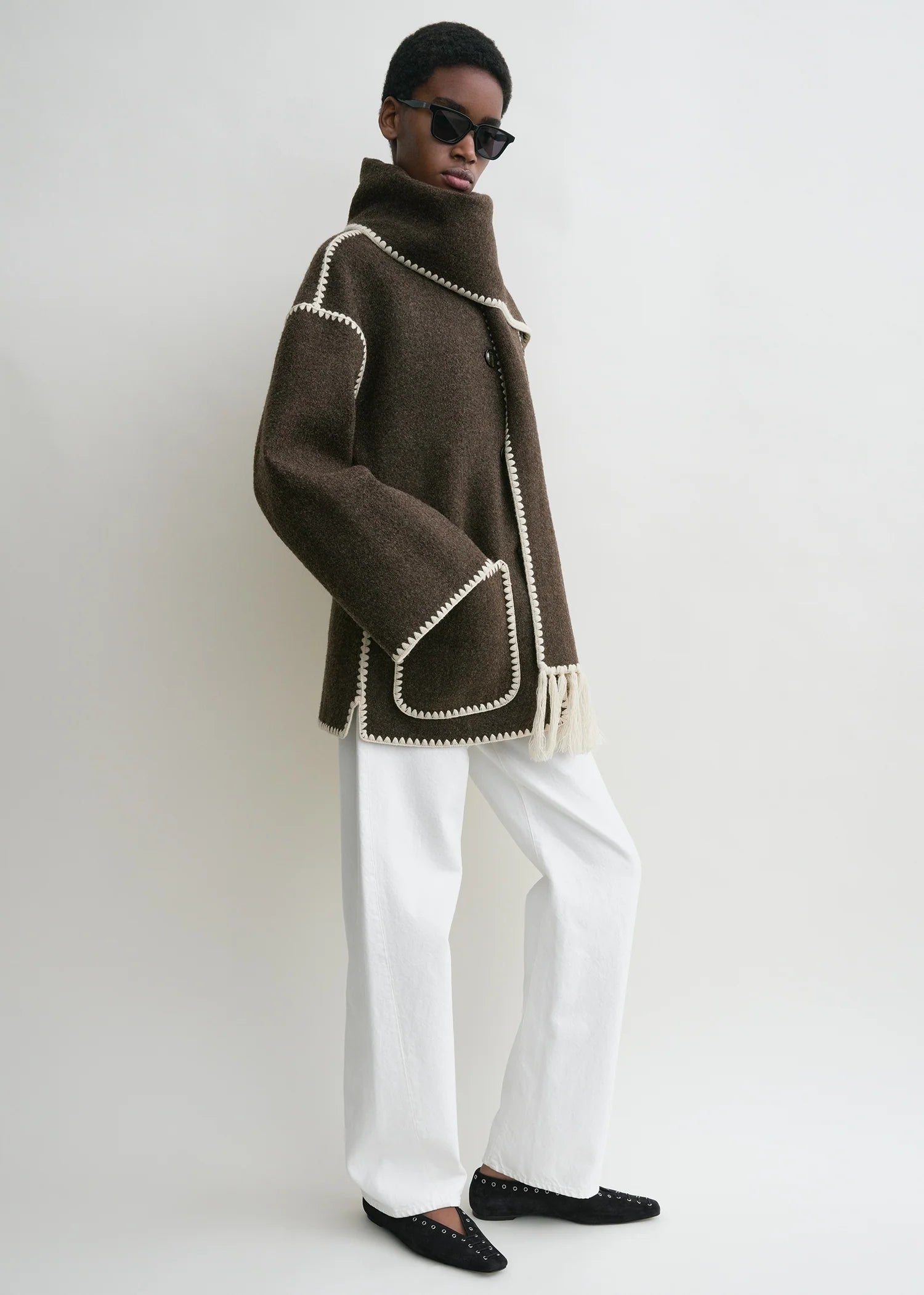 Scarf Jacket, Choco, Jacket - Lindner Fashion