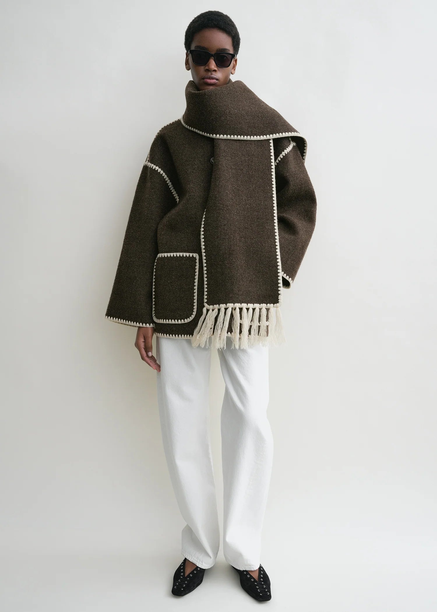 Scarf Jacket, Choco, Jacket - Lindner Fashion