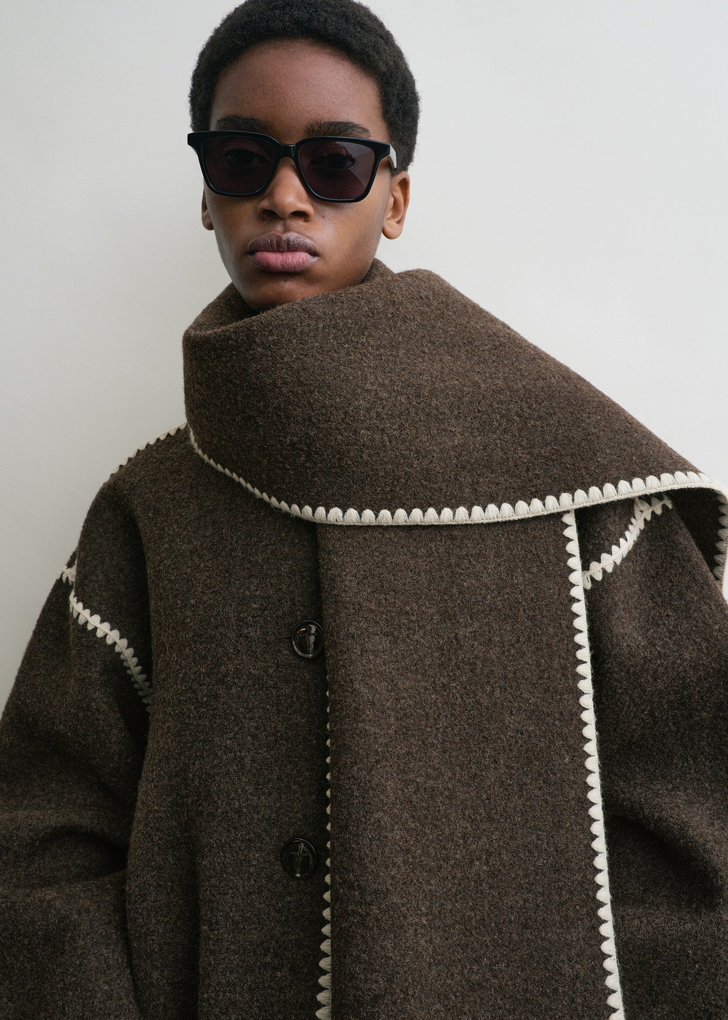 Scarf Jacket, Choco, Jacket - Lindner Fashion