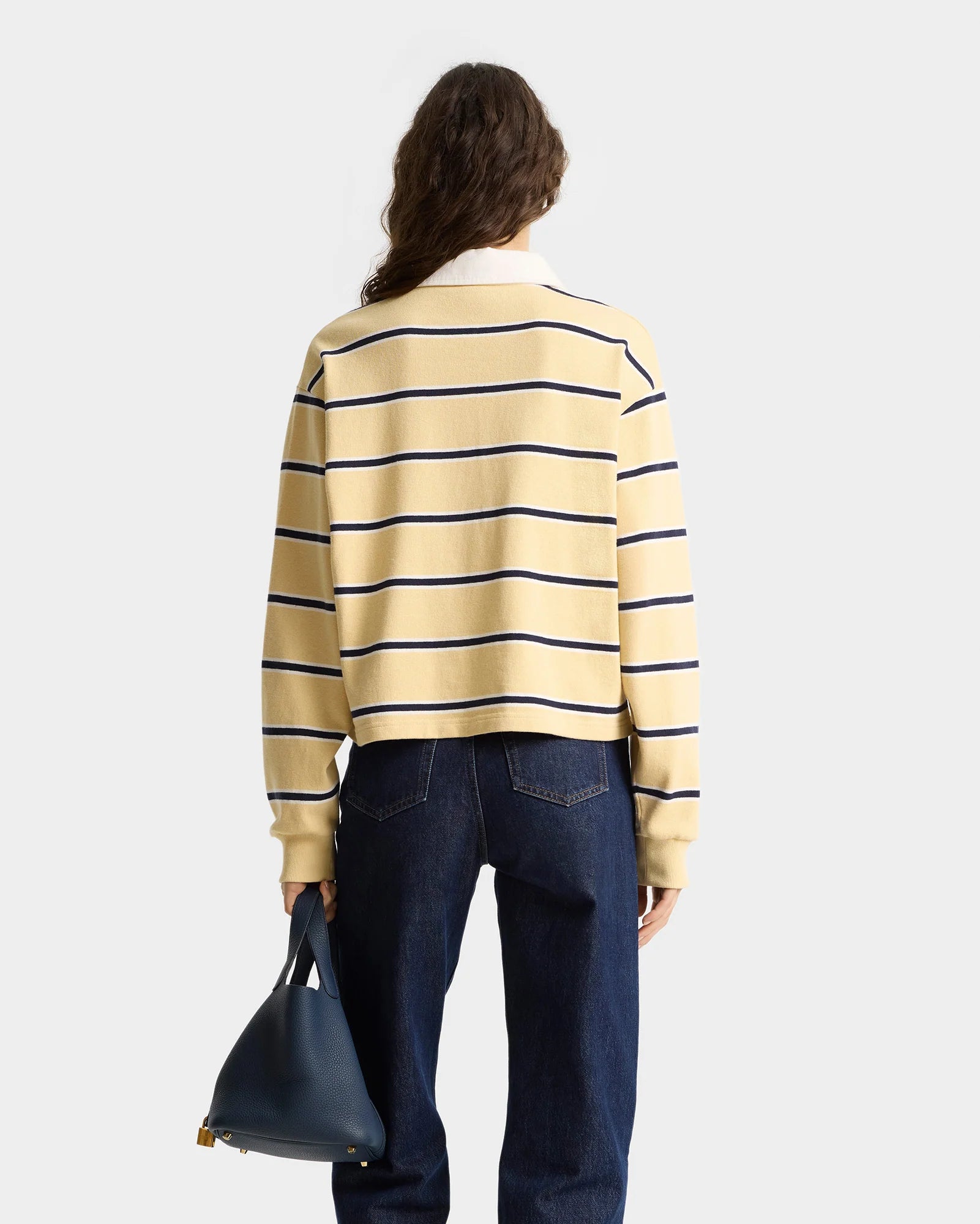 Serif Logo Cropped, Almond/Dark Navy/White, Polo-Shirt - Lindner Fashion