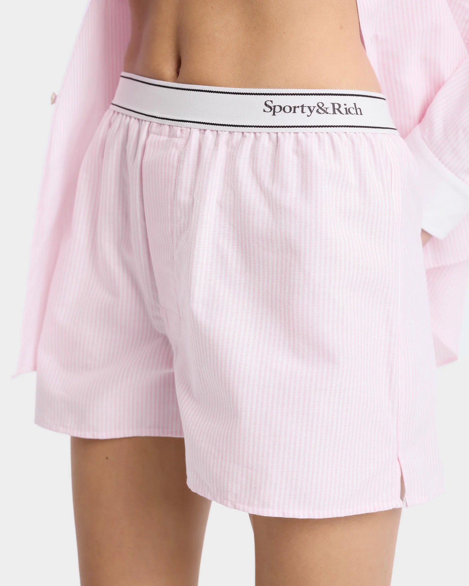 Serif Logo Oxford, Pink/White, Shorts - Lindner Fashion