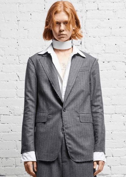 Shrunken Raw Cut, Grey/Pinstripe, Blazer - Lindner Fashion