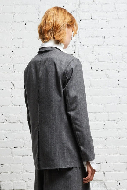 Shrunken Raw Cut, Grey/Pinstripe, Blazer - Lindner Fashion