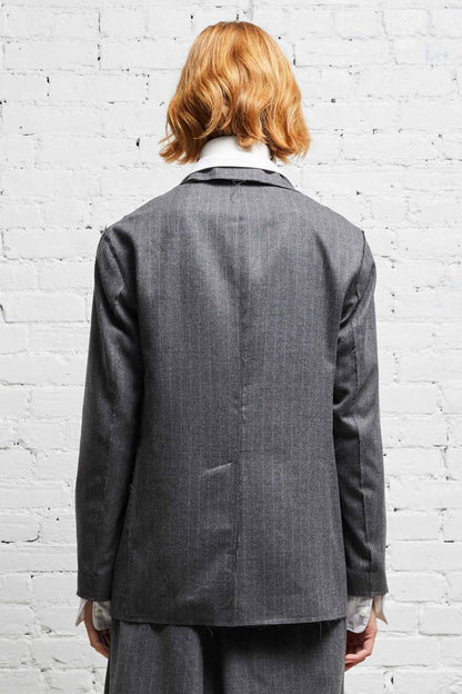 Shrunken Raw Cut, Grey/Pinstripe, Blazer - Lindner Fashion