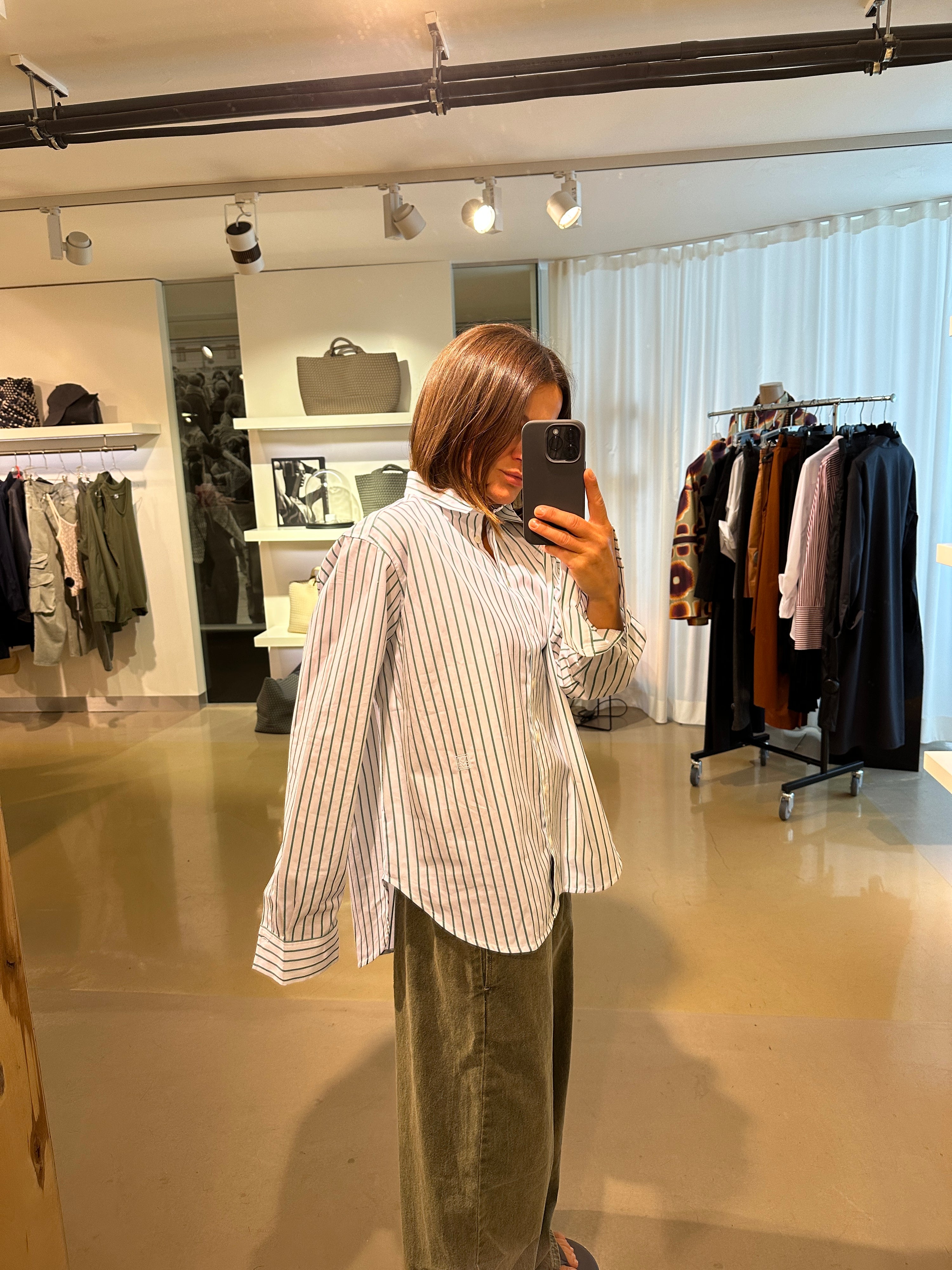 Signature Cotton, White / Green, Hemd - Lindner Fashion