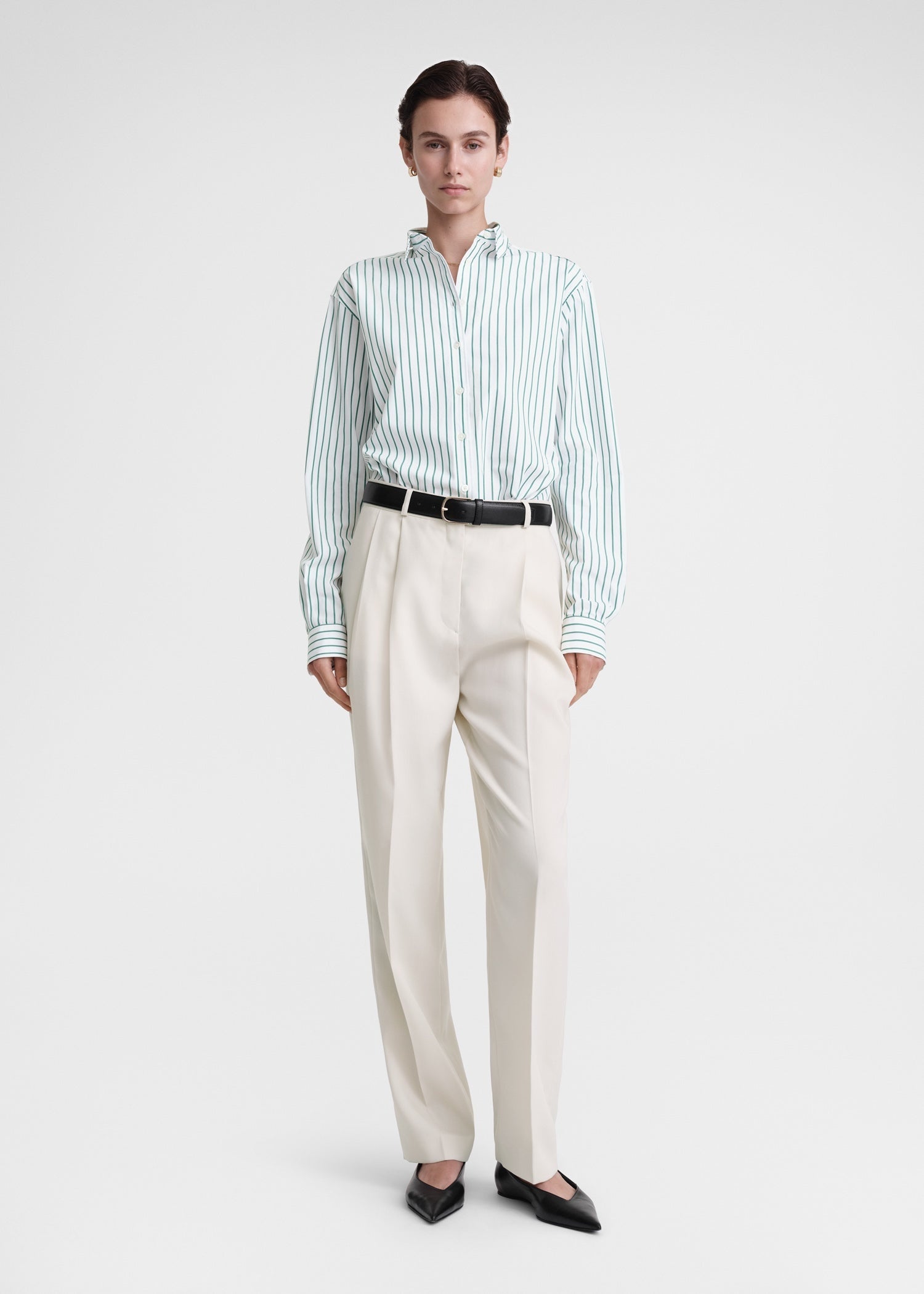 Signature Cotton, White / Green, Hemd - Lindner Fashion