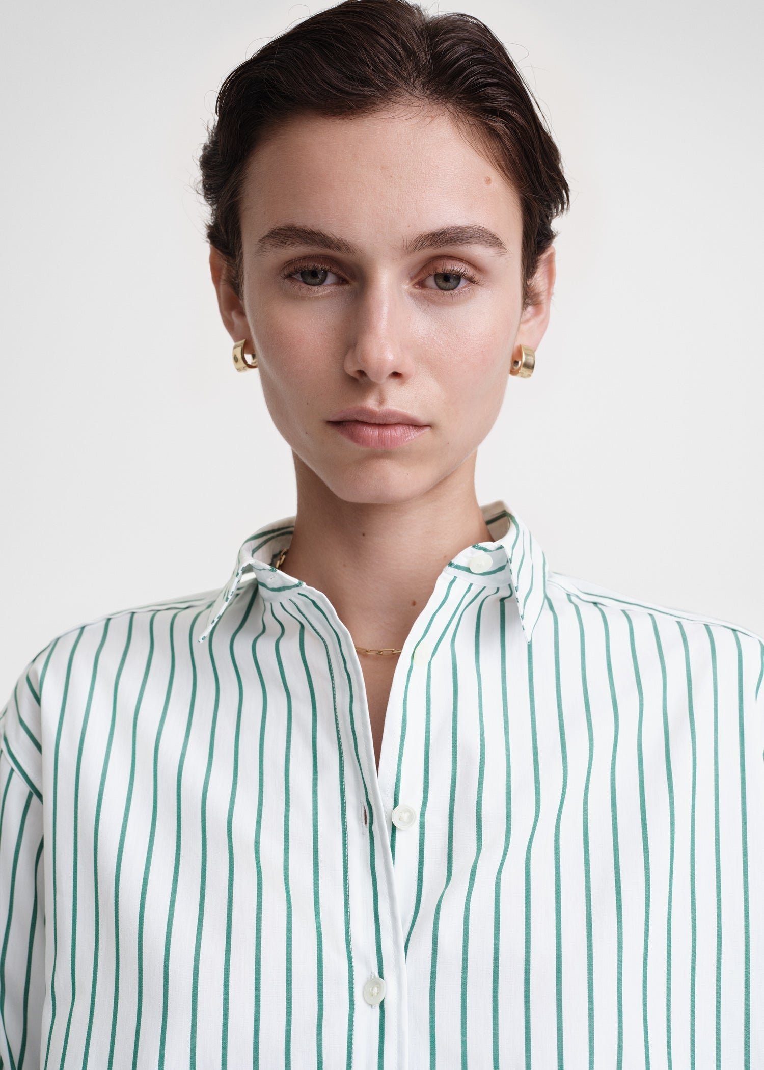 Signature Cotton, White / Green, Hemd - Lindner Fashion