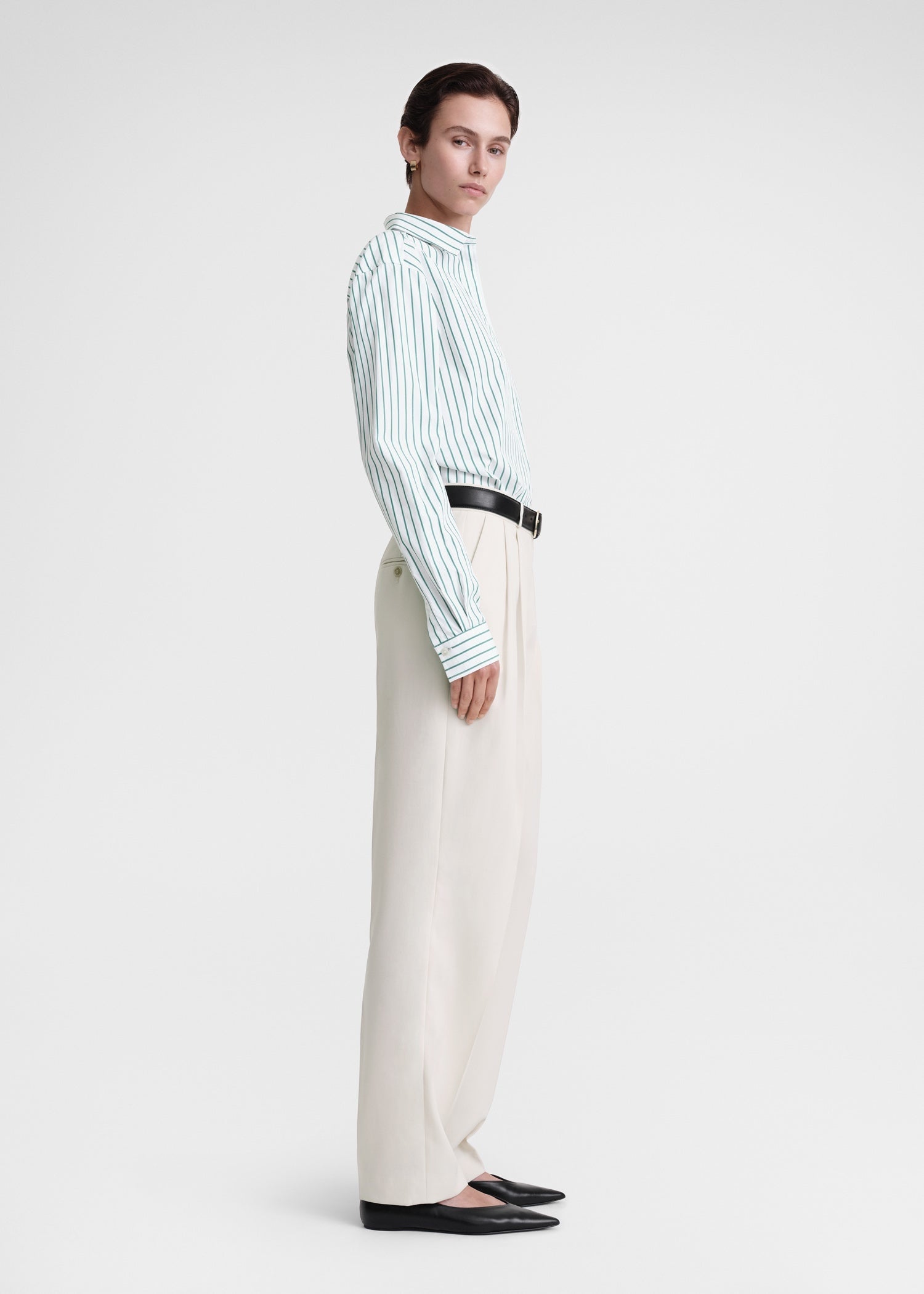 Signature Cotton, White / Green, Hemd - Lindner Fashion