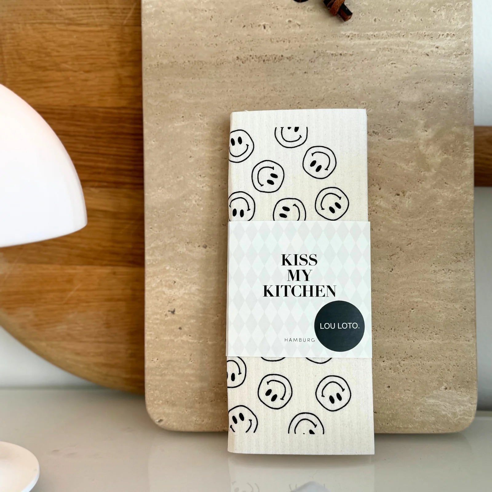 Smile/White/Black, Schwammtuch - Lindner Fashion