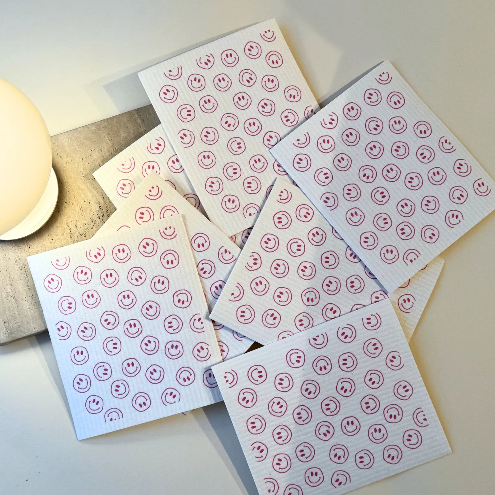 Smile/White/Pink, Schwammtuch - Lindner Fashion