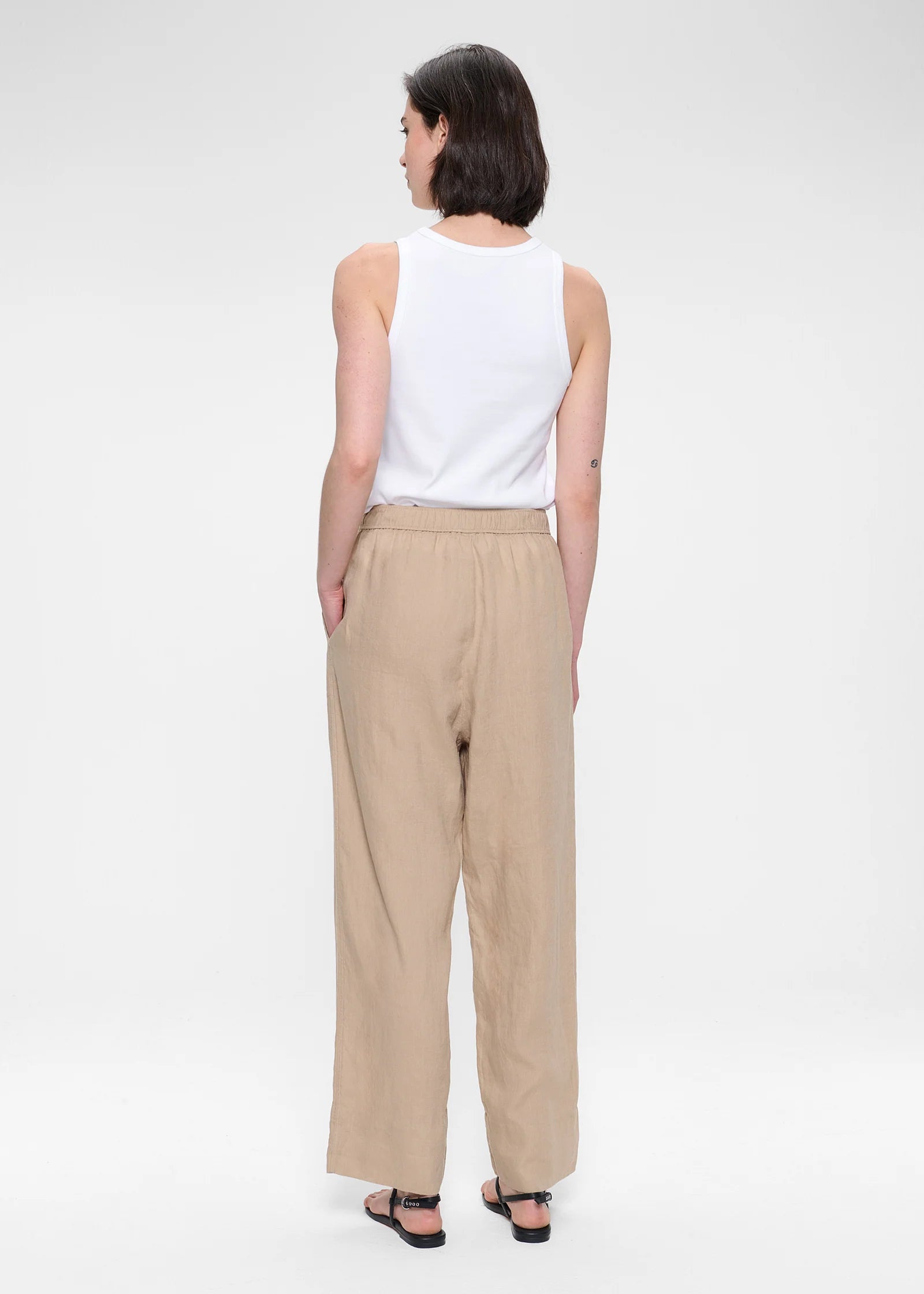Sophie Washed Linen, Marble, Hose - Lindner Fashion