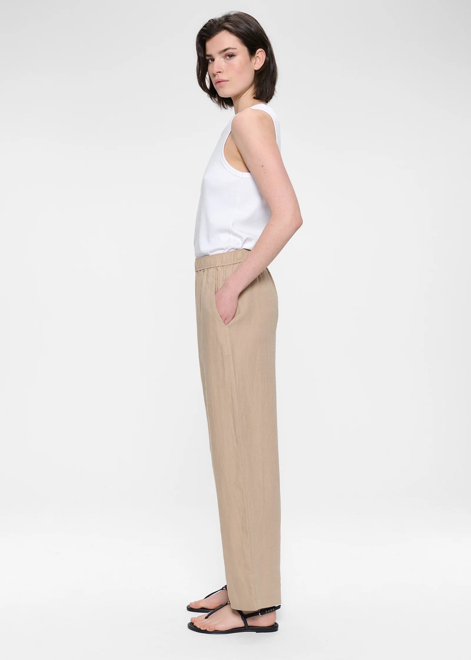Sophie Washed Linen, Marble, Hose - Lindner Fashion