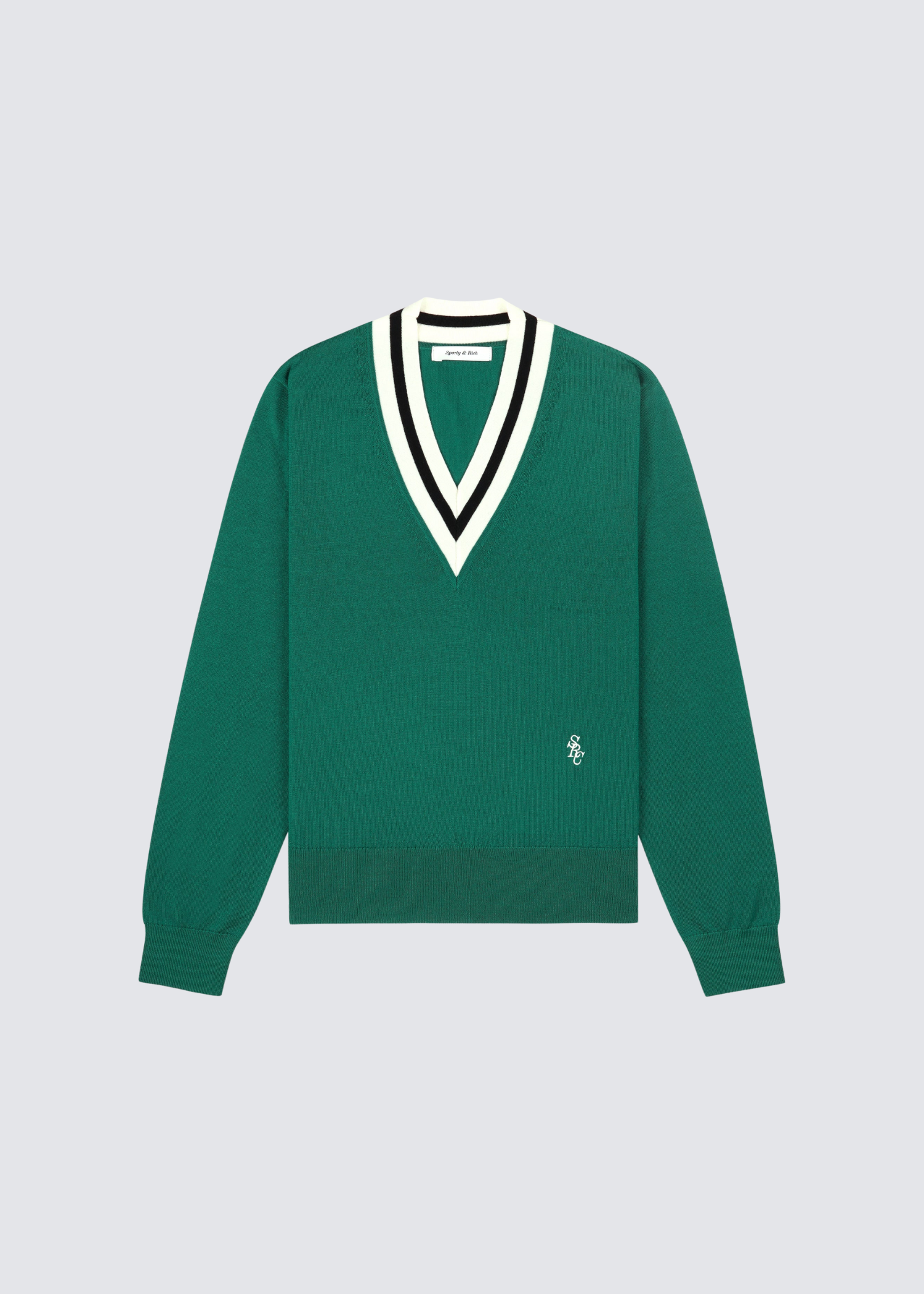 Sporty&Rich grüner Pullover aus Merinowolle - Flatshot