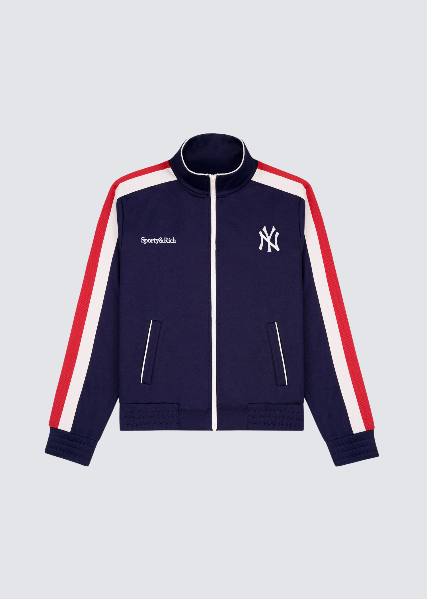 Sporty & Rich dunkelblaue Trainingsjacke mit Streifen aus Polyestergemisch - Flatshot