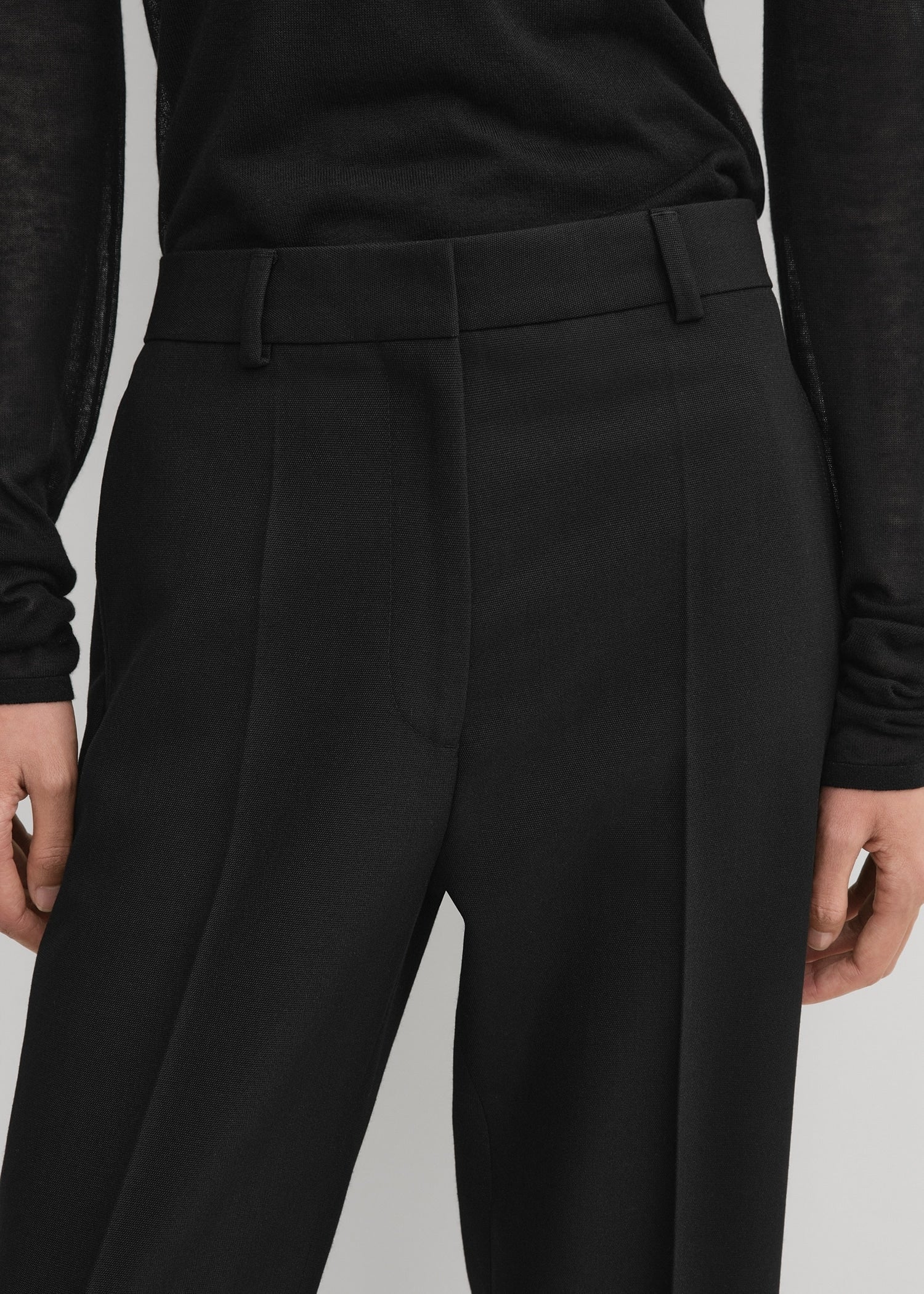 Straight Cropped, Black, Hose - Lindner Fashion