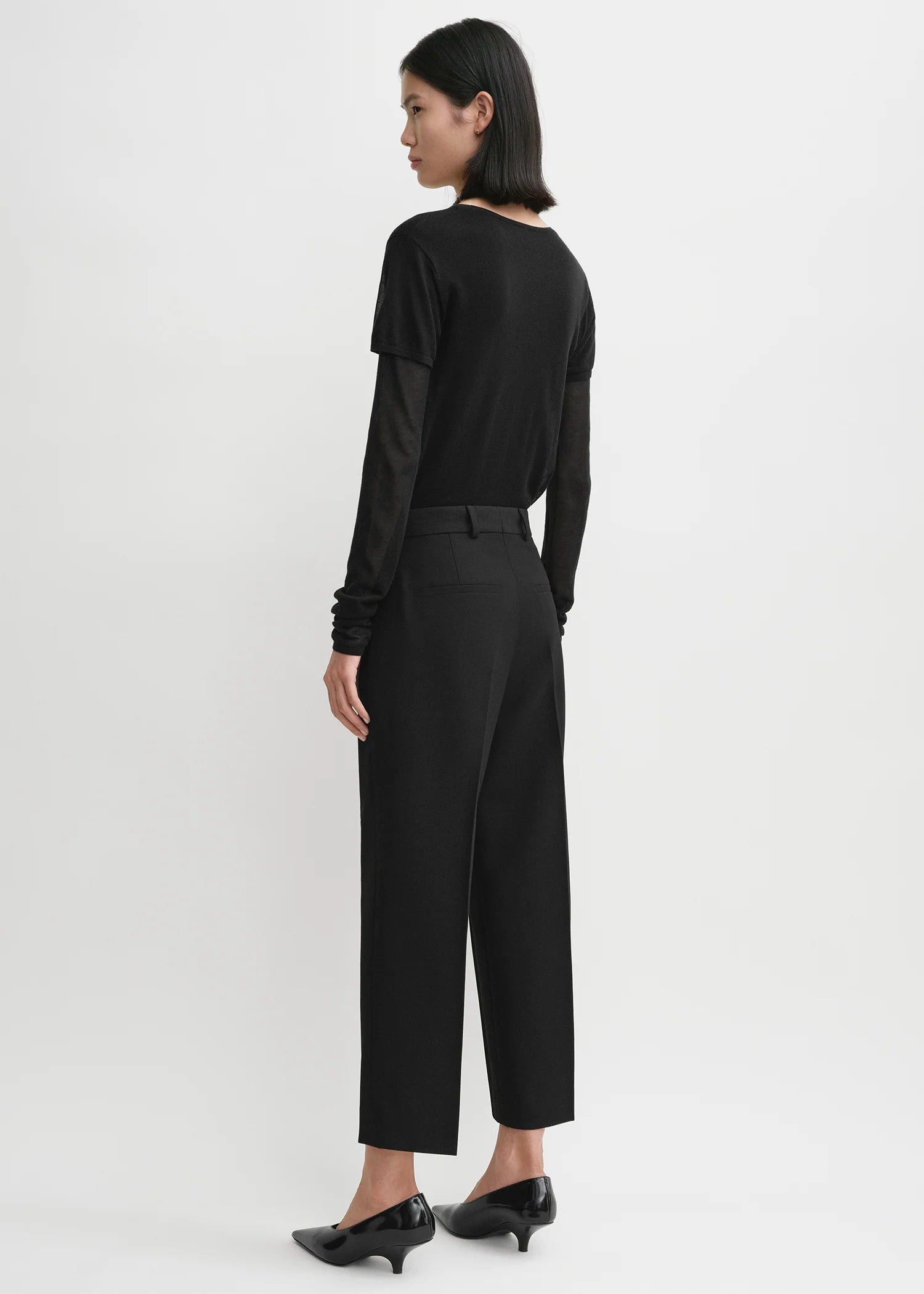 Straight Cropped, Black, Hose - Lindner Fashion