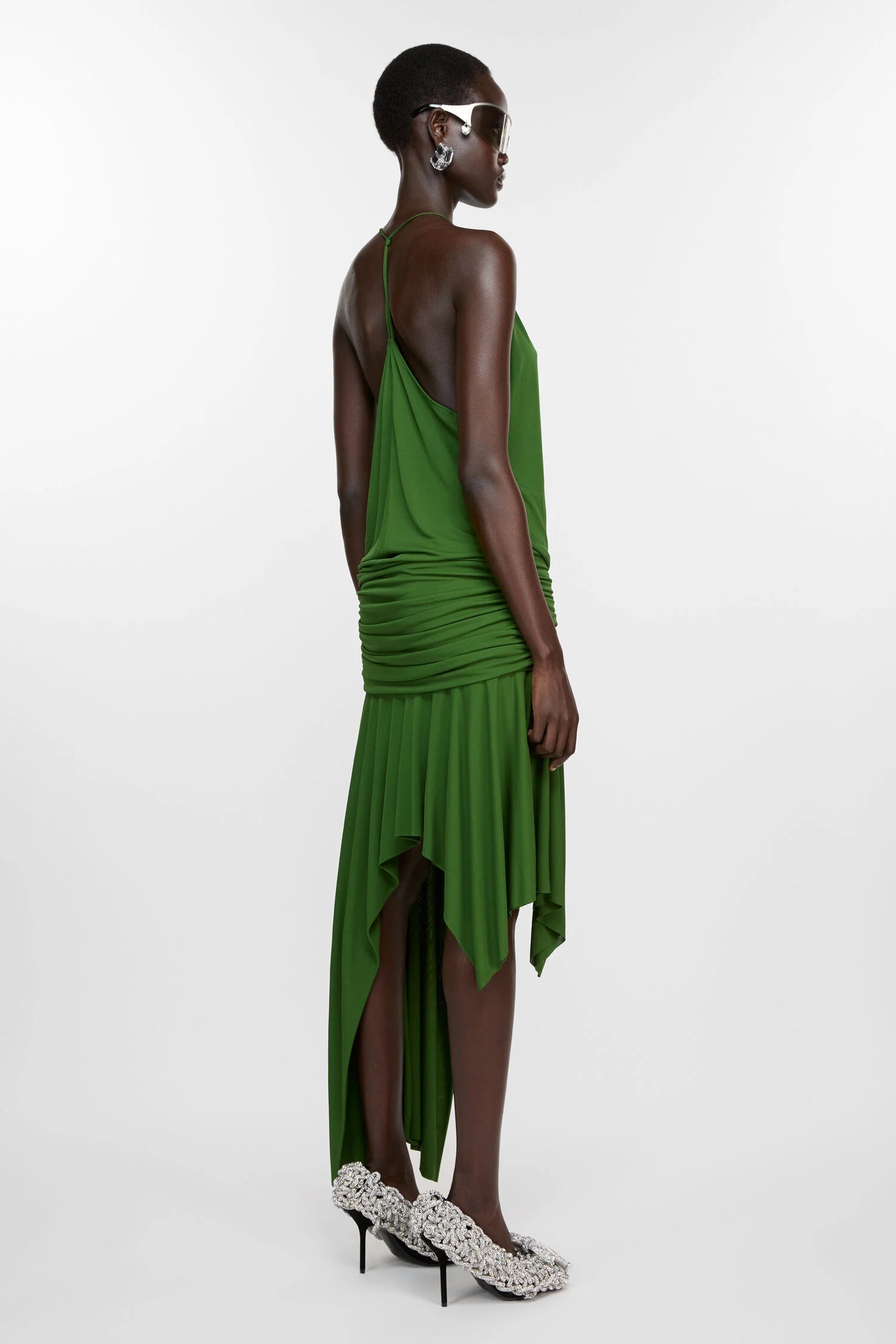 Strap Dress, Dark Green, Kleid - Lindner Fashion