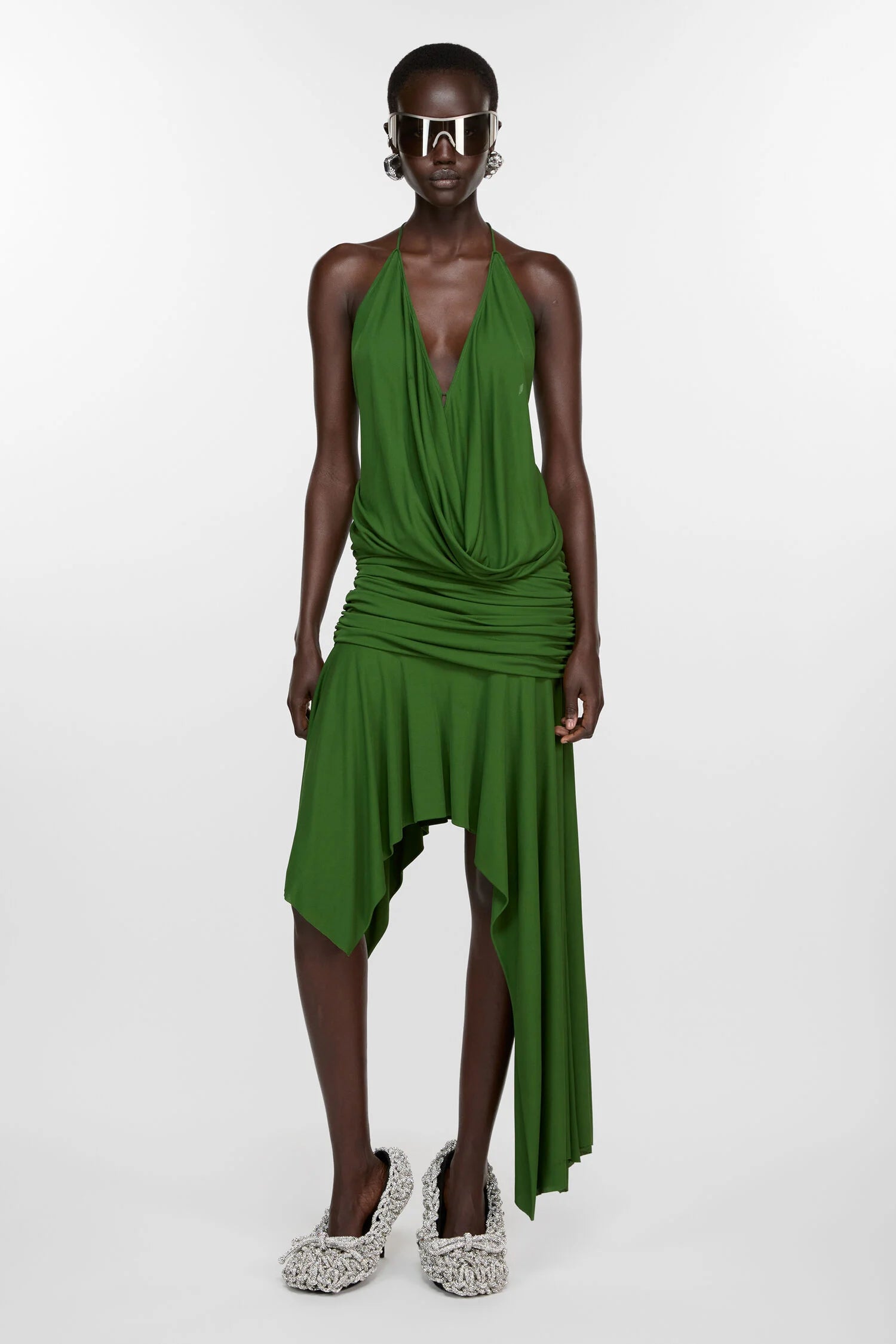 Strap Dress, Dark Green, Kleid - Lindner Fashion