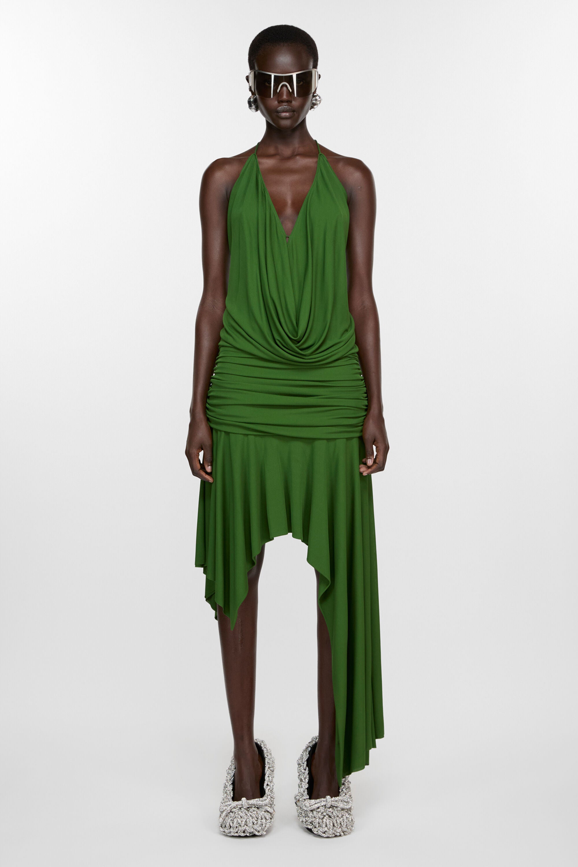 Strap Dress, Dark Green, Kleid - Lindner Fashion