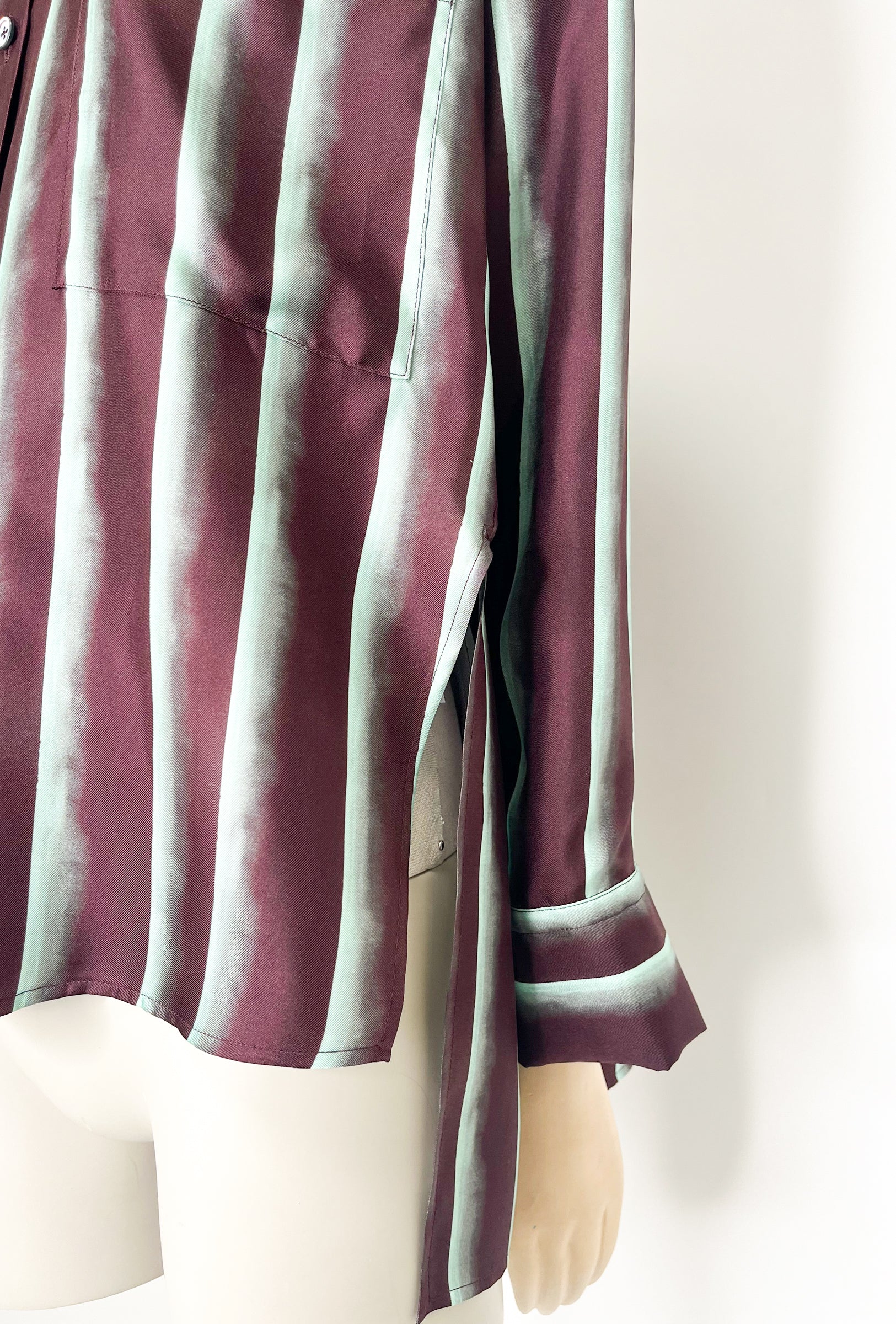 Stripe Silk, Cordovan, Bluse - Lindner Fashion