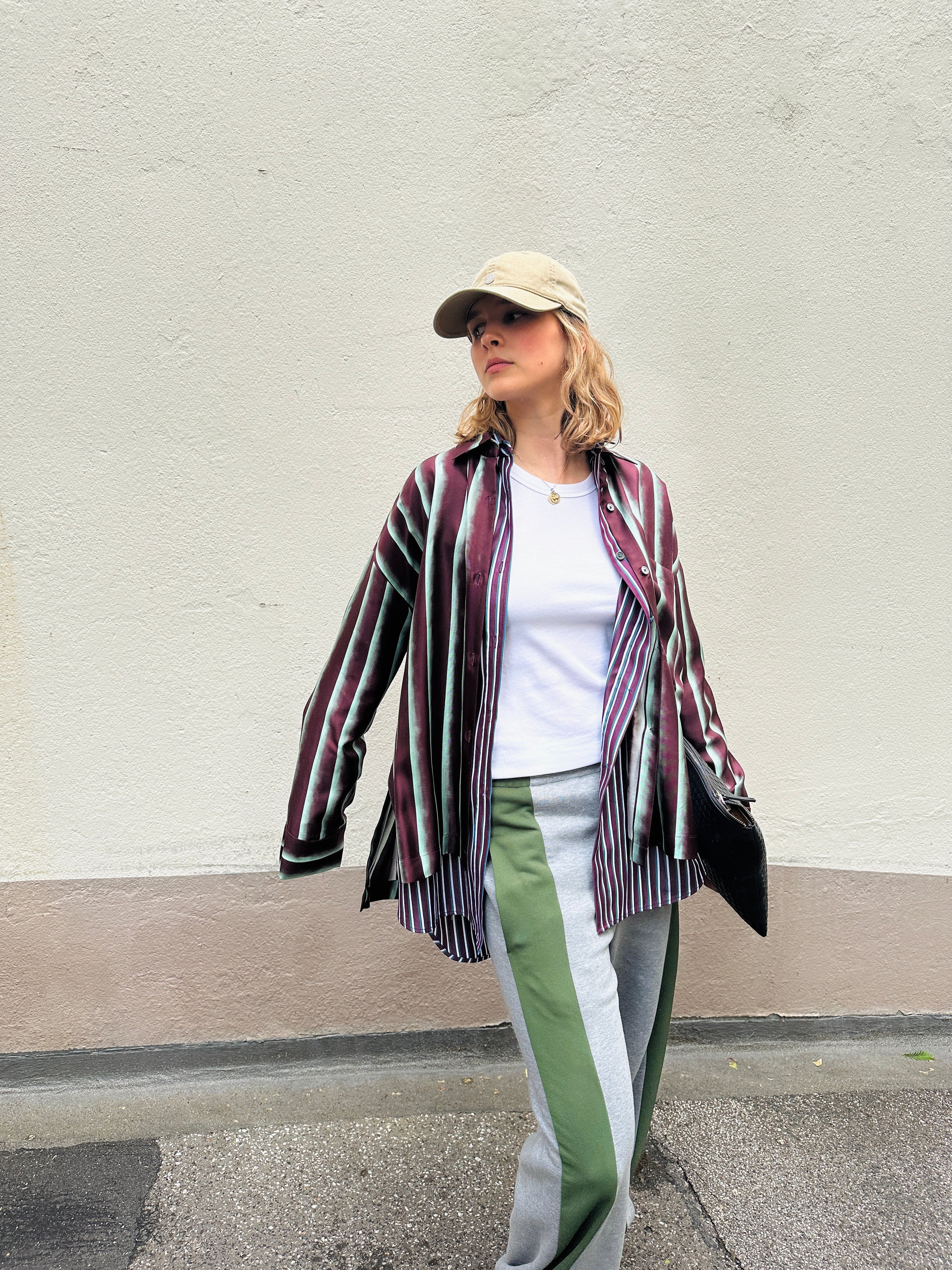 Stripe Silk, Cordovan, Bluse - Lindner Fashion