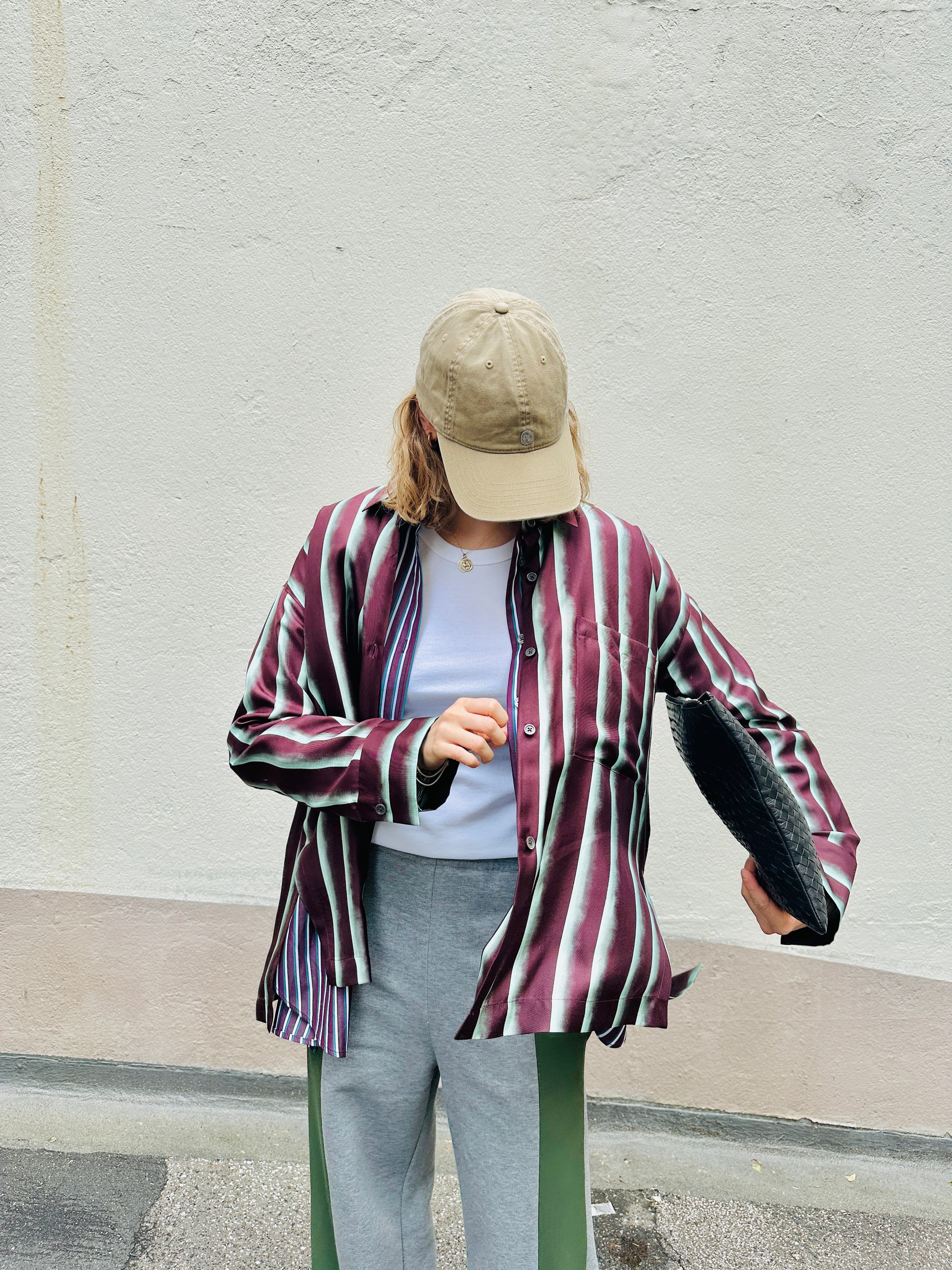 Stripe Silk, Cordovan, Bluse - Lindner Fashion