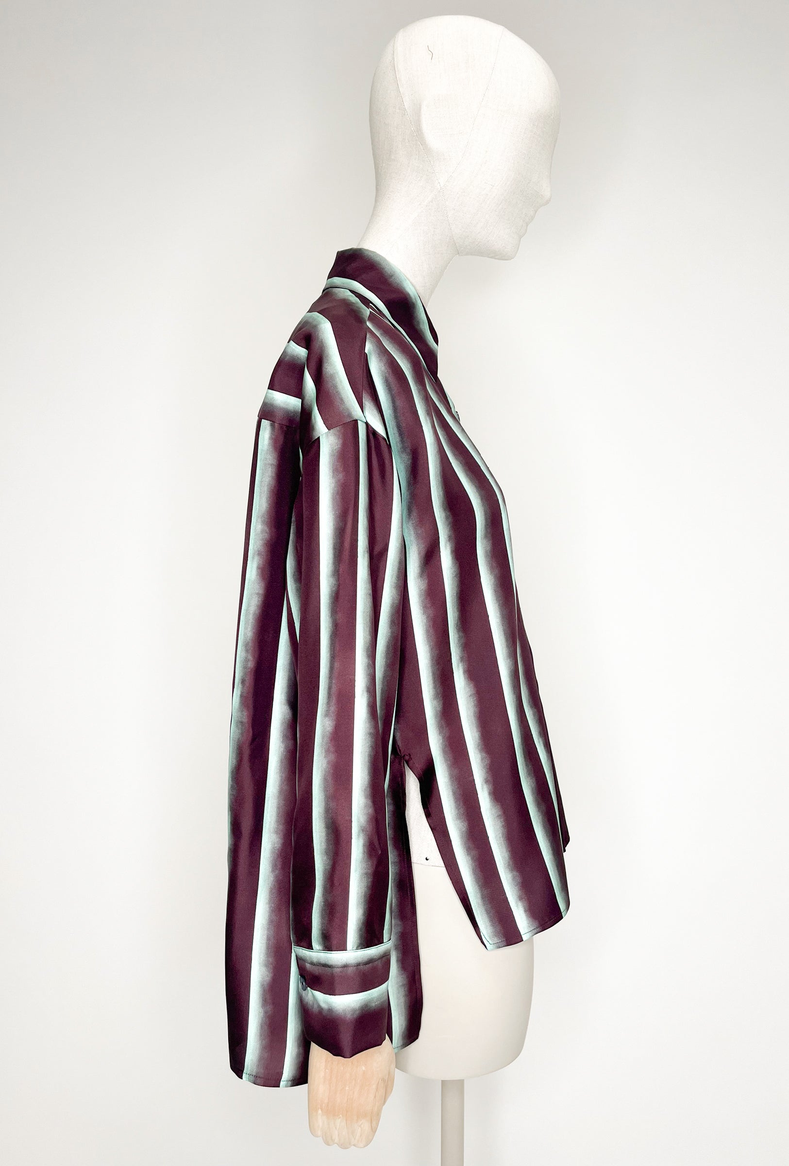 Stripe Silk, Cordovan, Bluse - Lindner Fashion