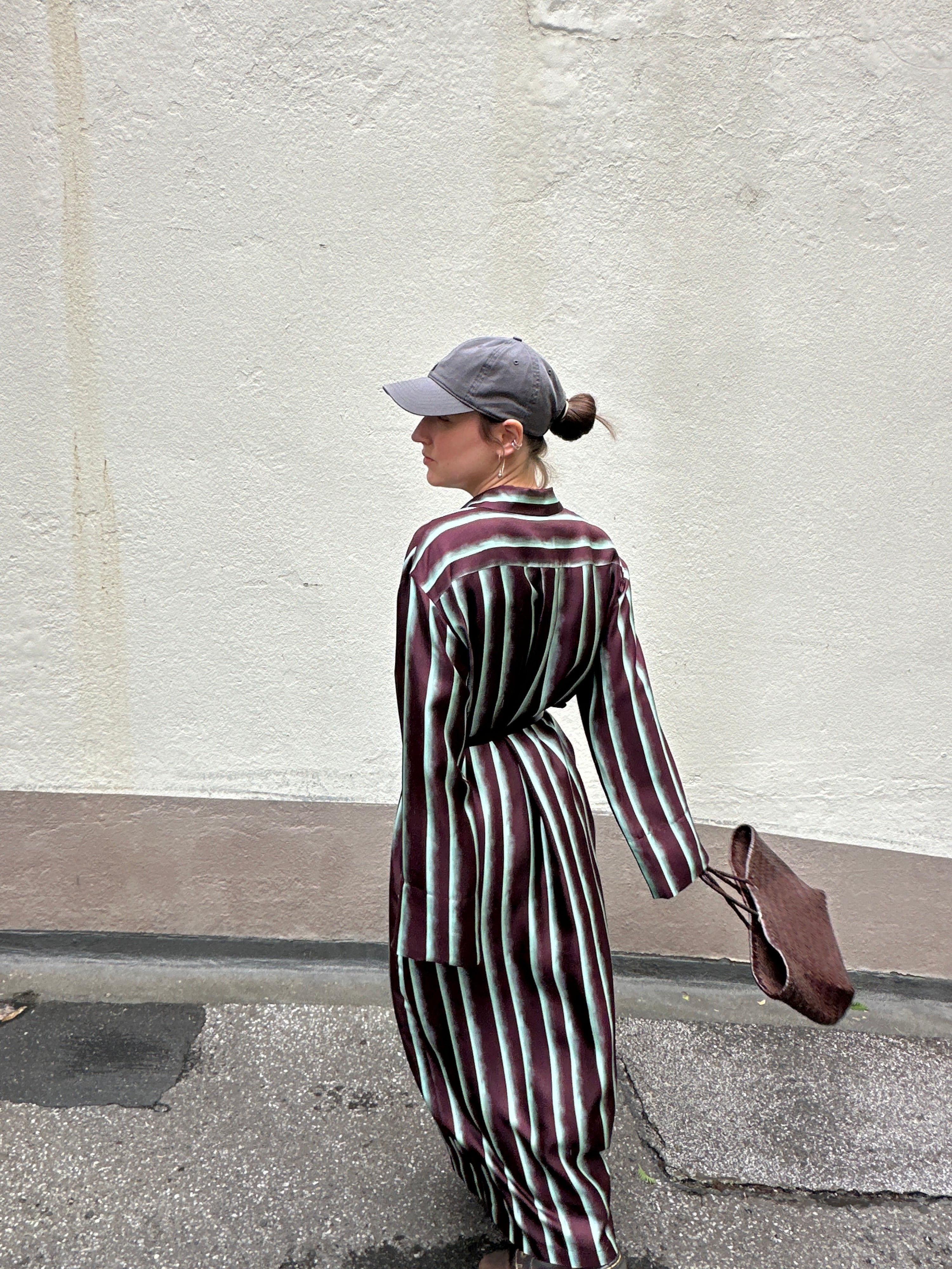 Stripe Silk, Cordovan, Kleid - Lindner Fashion