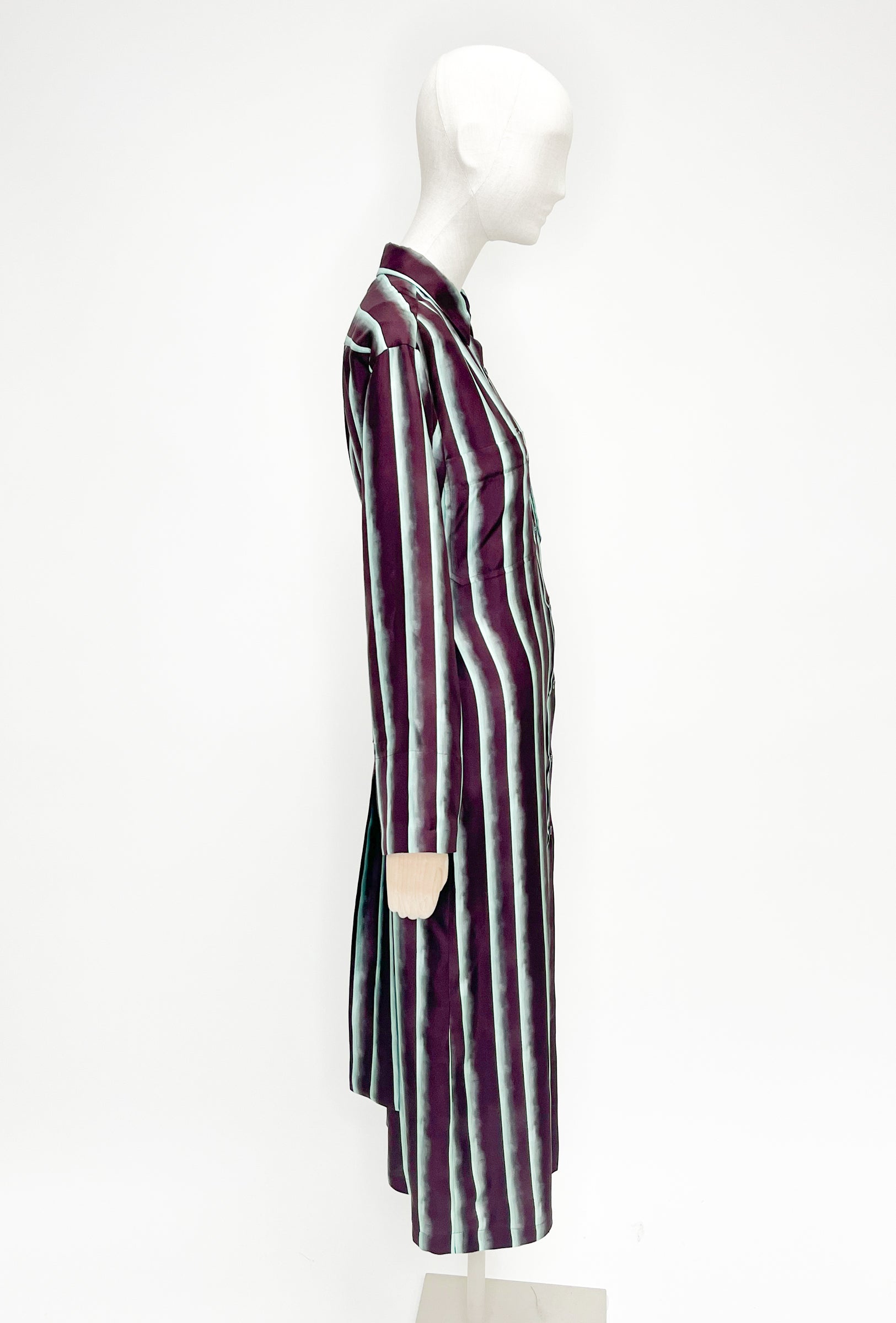 Stripe Silk, Cordovan, Kleid - Lindner Fashion