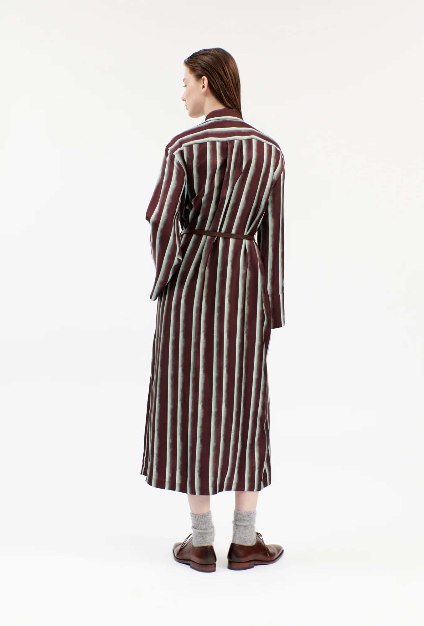 Stripe Silk, Cordovan, Kleid - Lindner Fashion