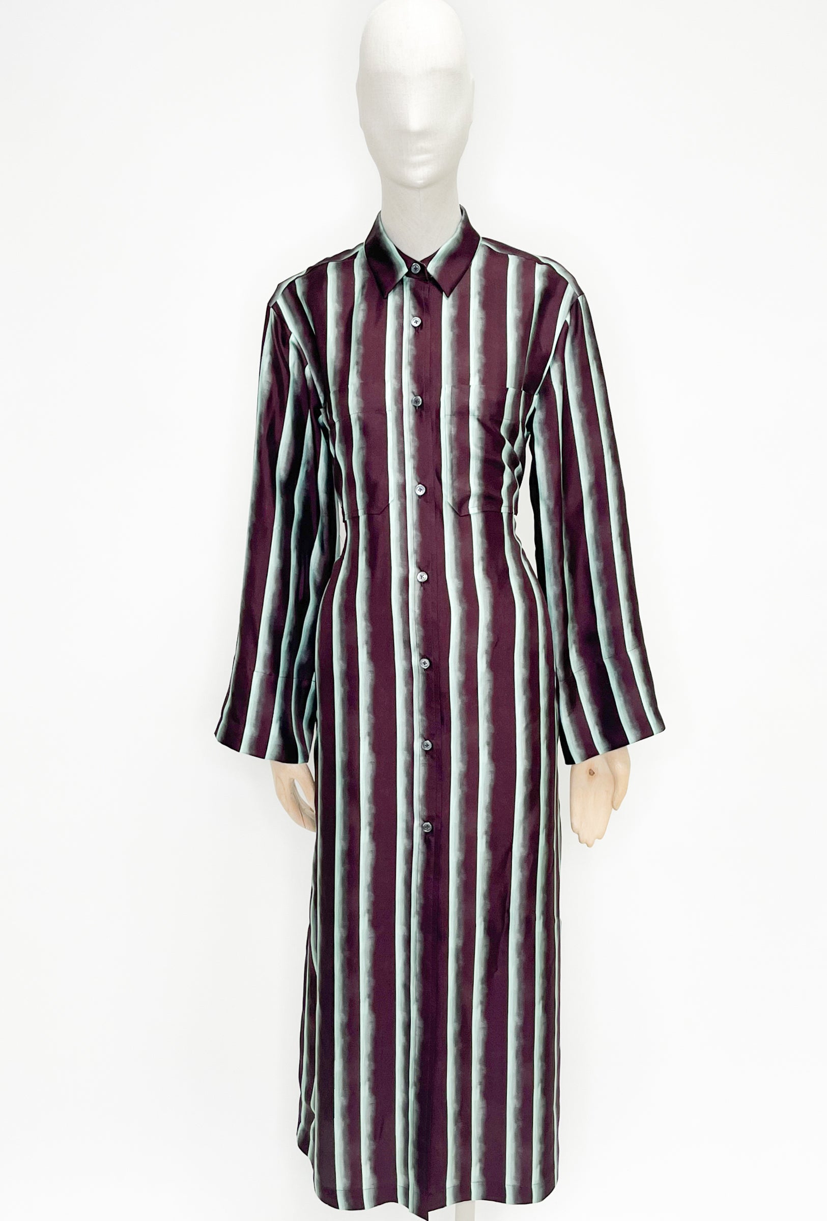 Stripe Silk, Cordovan, Kleid - Lindner Fashion